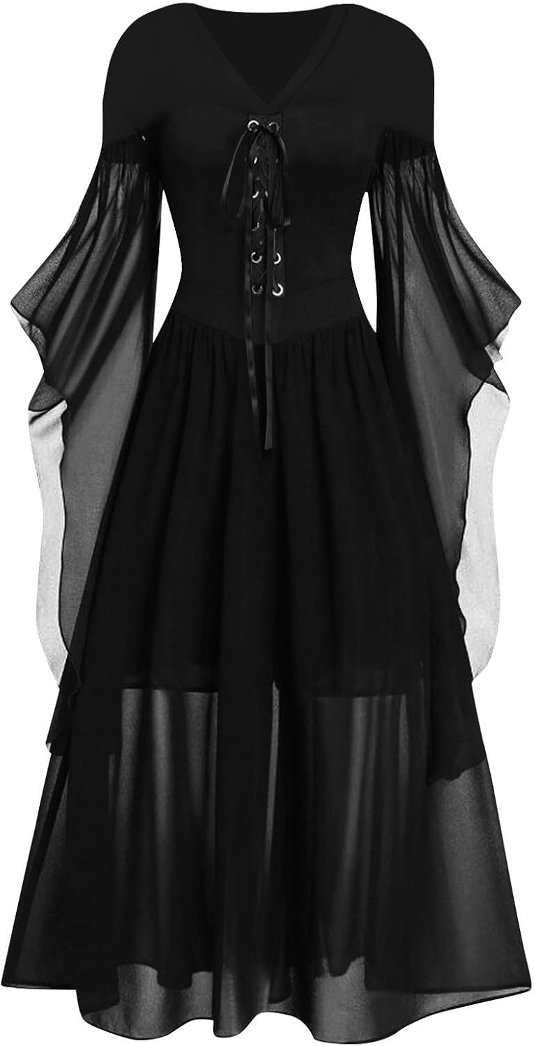 FLEKMANART Womens Trumpet Sleeves Chemise