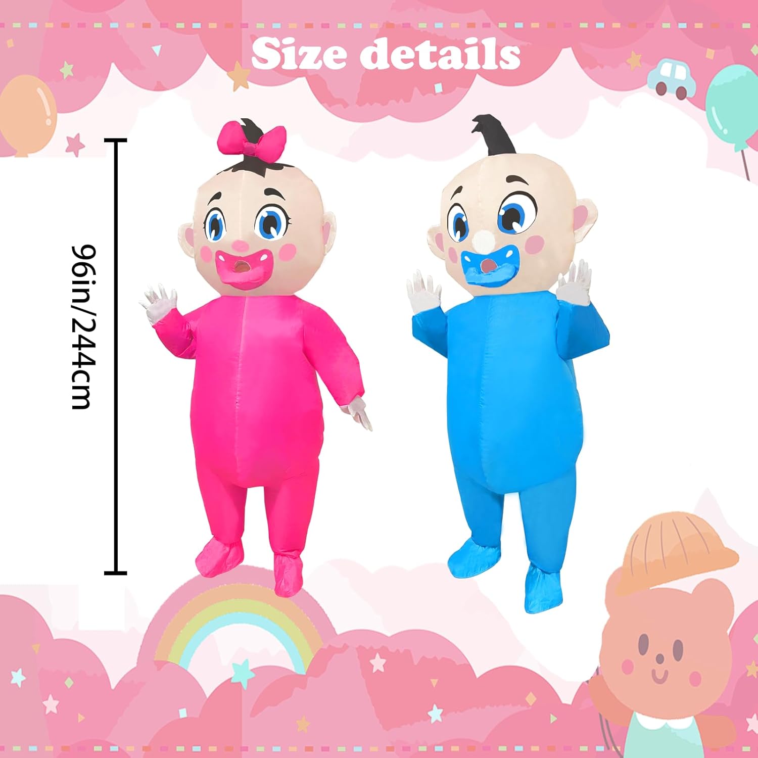 Big Inflatable Baby Costume96-inch Gender Reveal for Adults