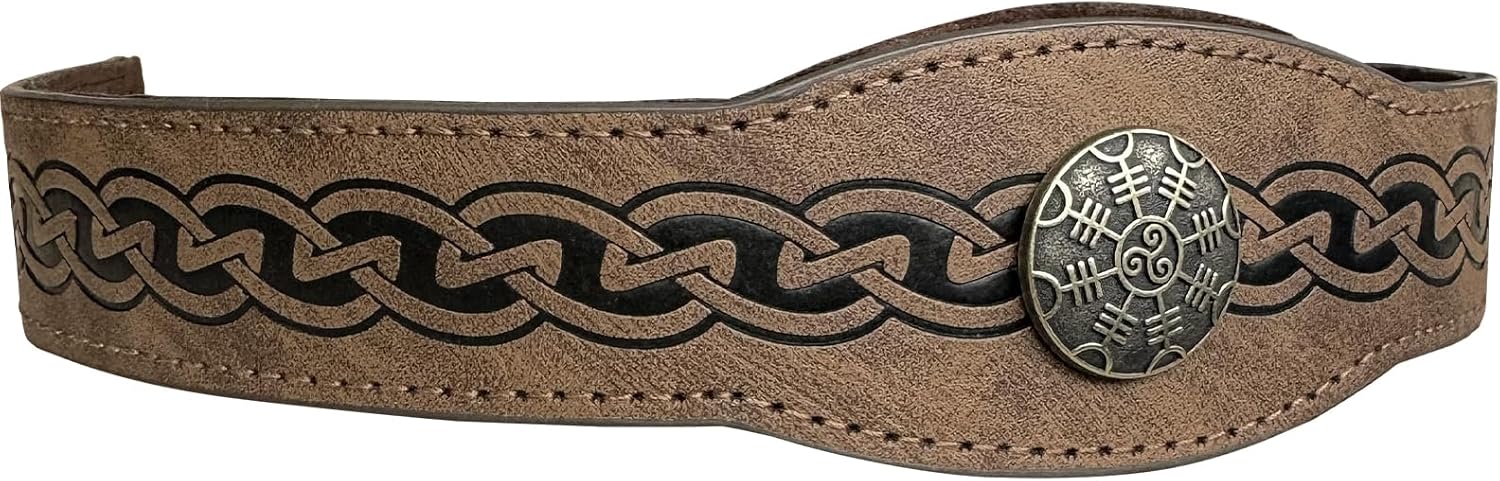 Adjustable Retroironcoronation Marginalembossment Faux Leather Headband