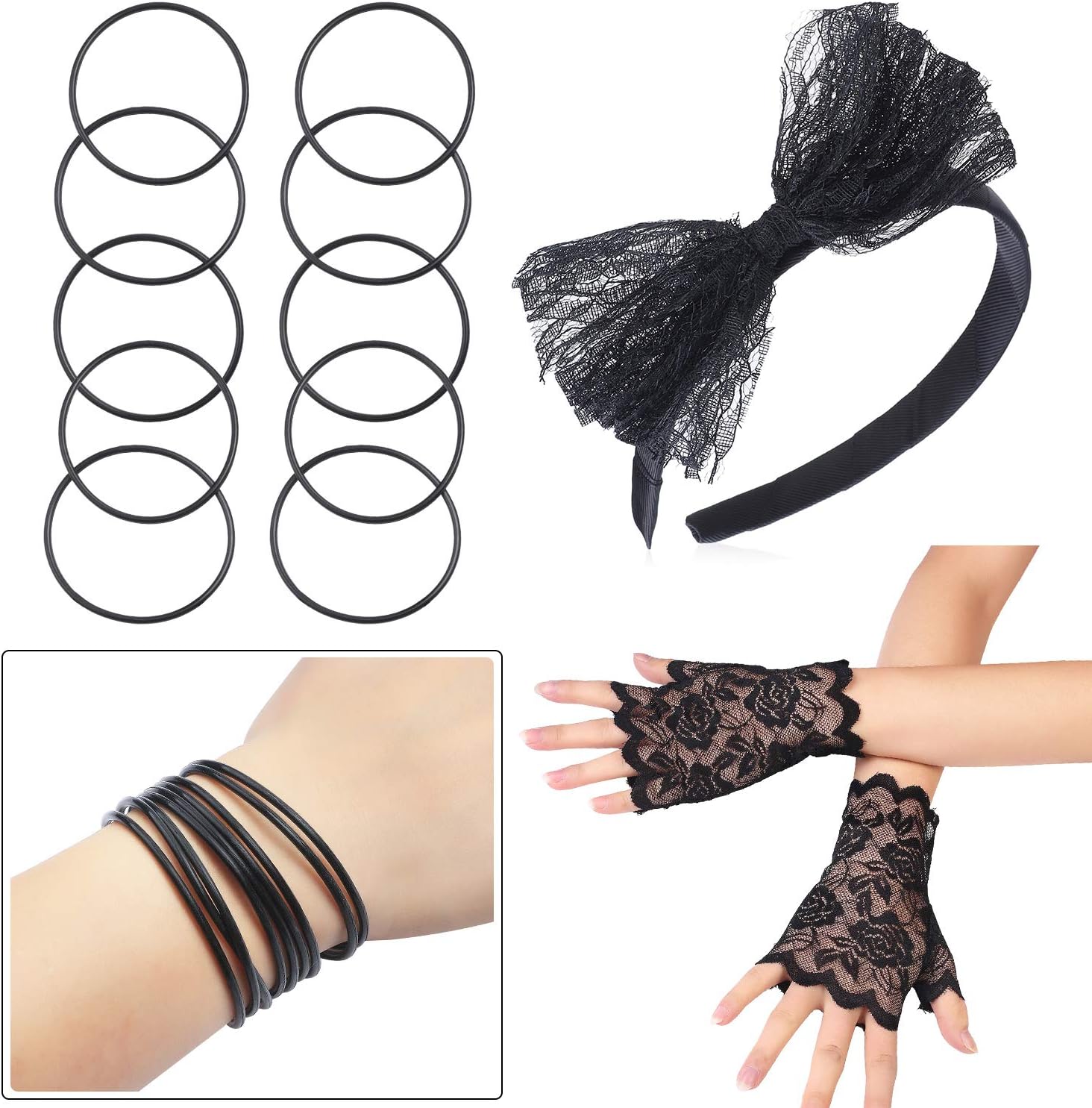 Madonna 80s Retro Costumes Beelittle 80s Fishnet Gloves and Accessories