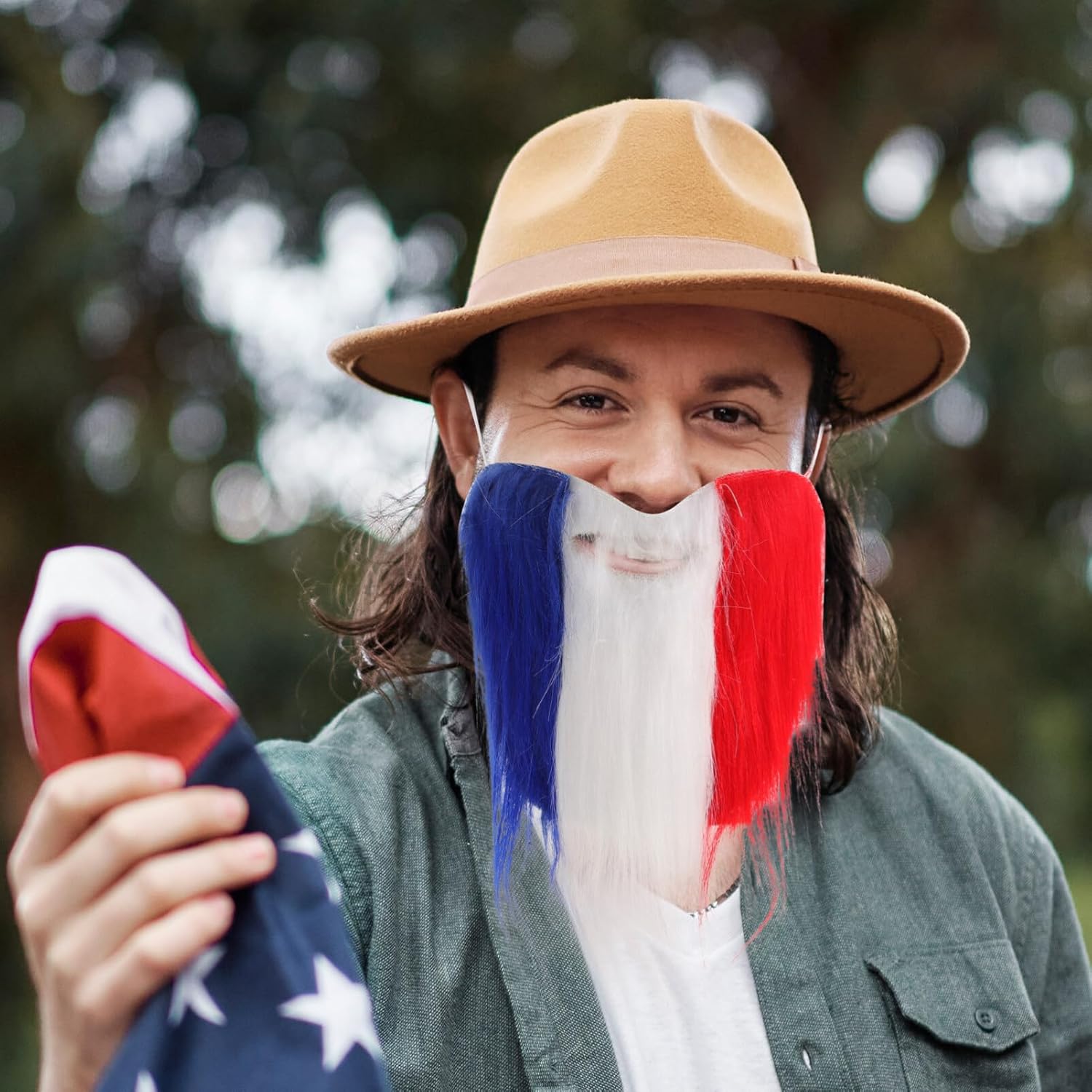 OATIPHO Fake Bead Mustache for Cosplay Halloween Patriotic