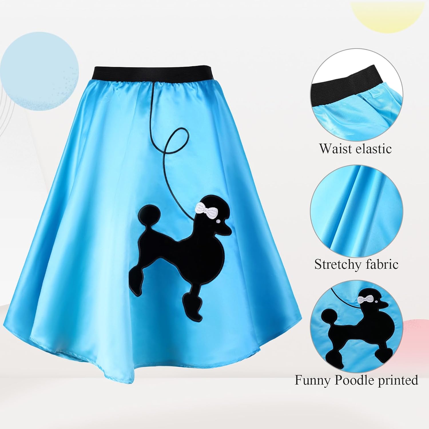 Elegant 1950s Poodle Skirt Costume Set for Girls