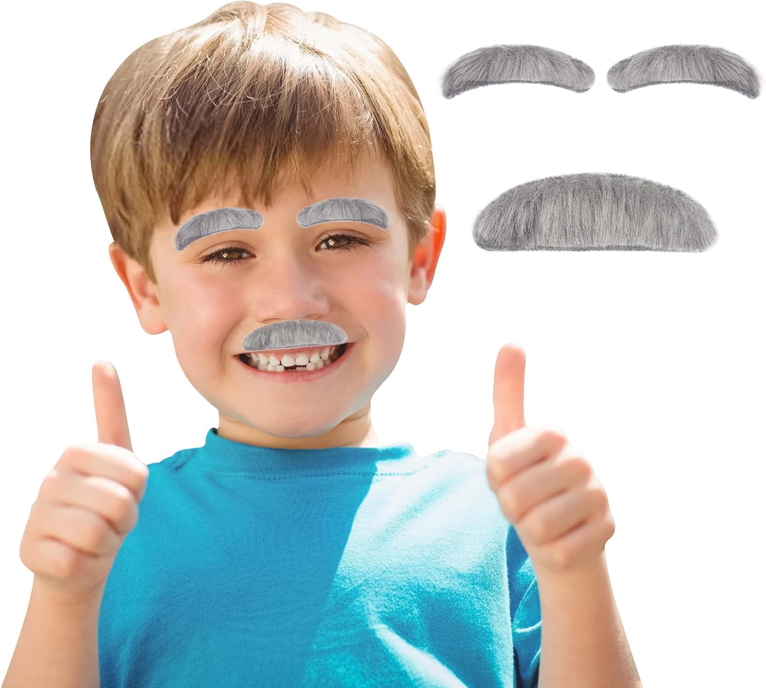FunMular Kids Old Man Costume with Mustache and Eyebrows Gray2