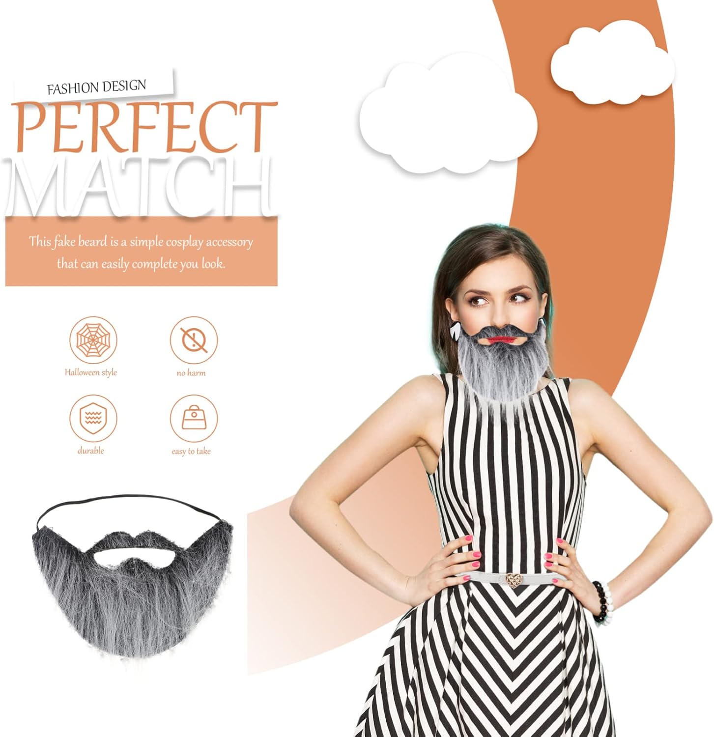 3PCS Fake Beards Halloween Costume for Kids