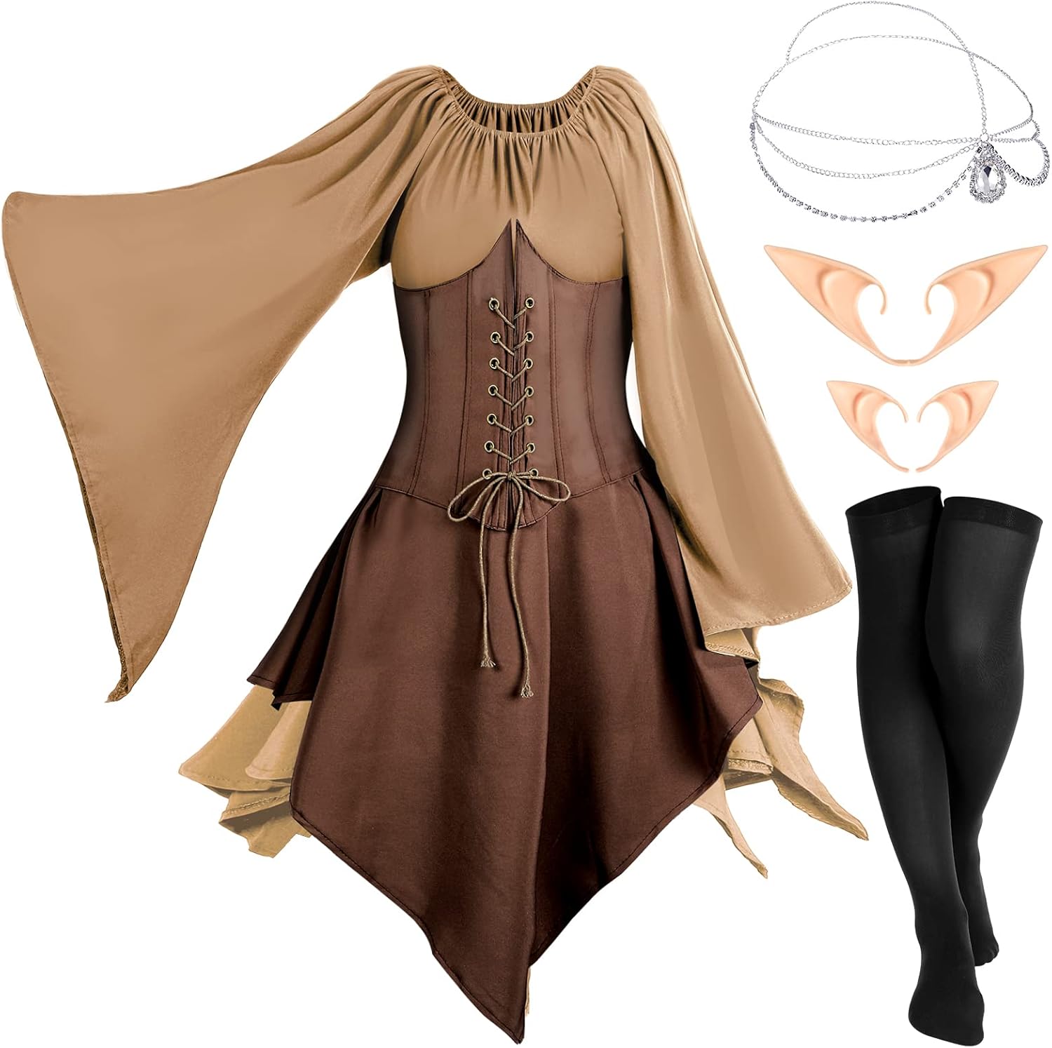 Captivating 5-Piece Medieval Fairy Costume Set for Women