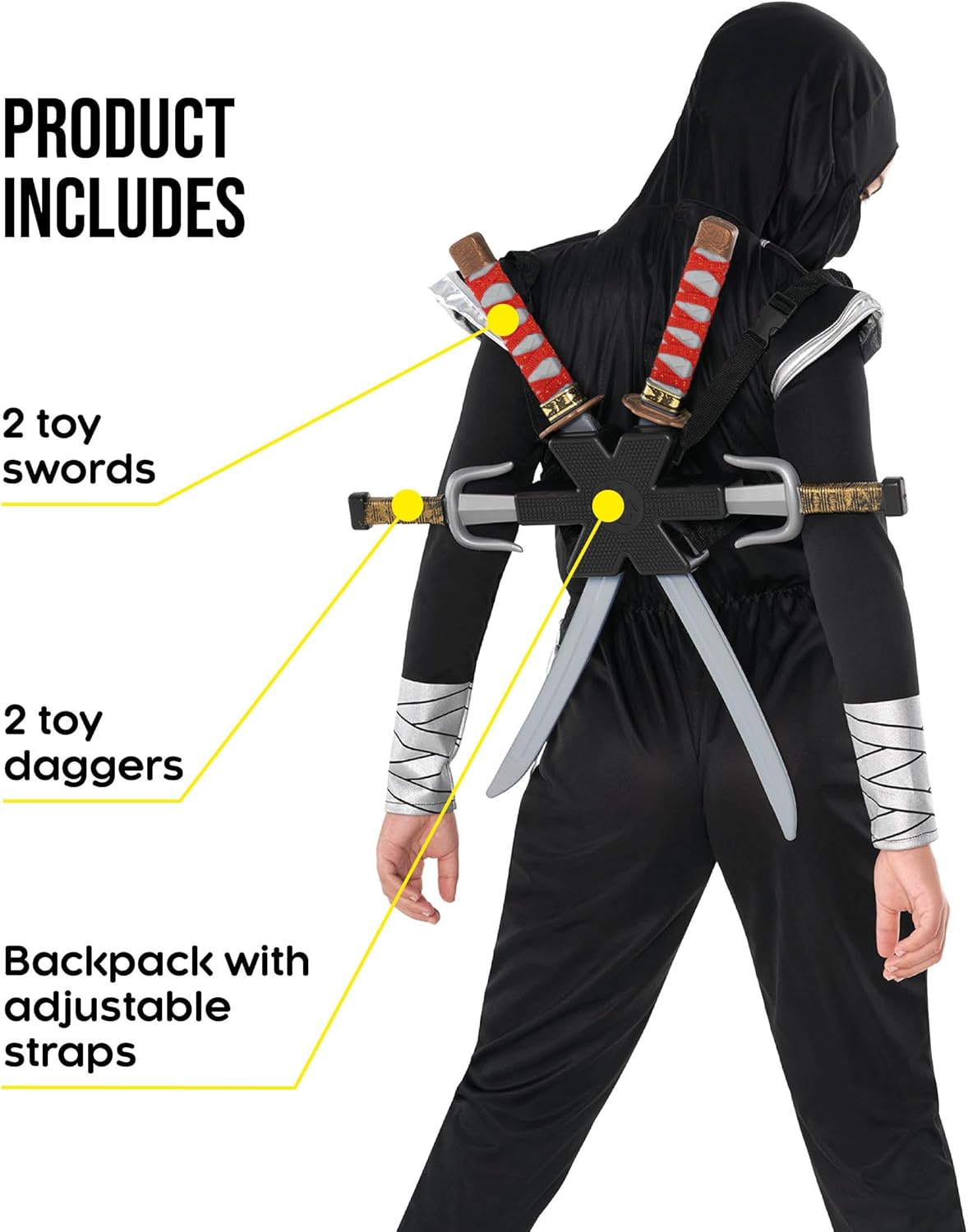 Morph Red Ninja Swords Kids Backpack Costume Ninja Weapon Accessories