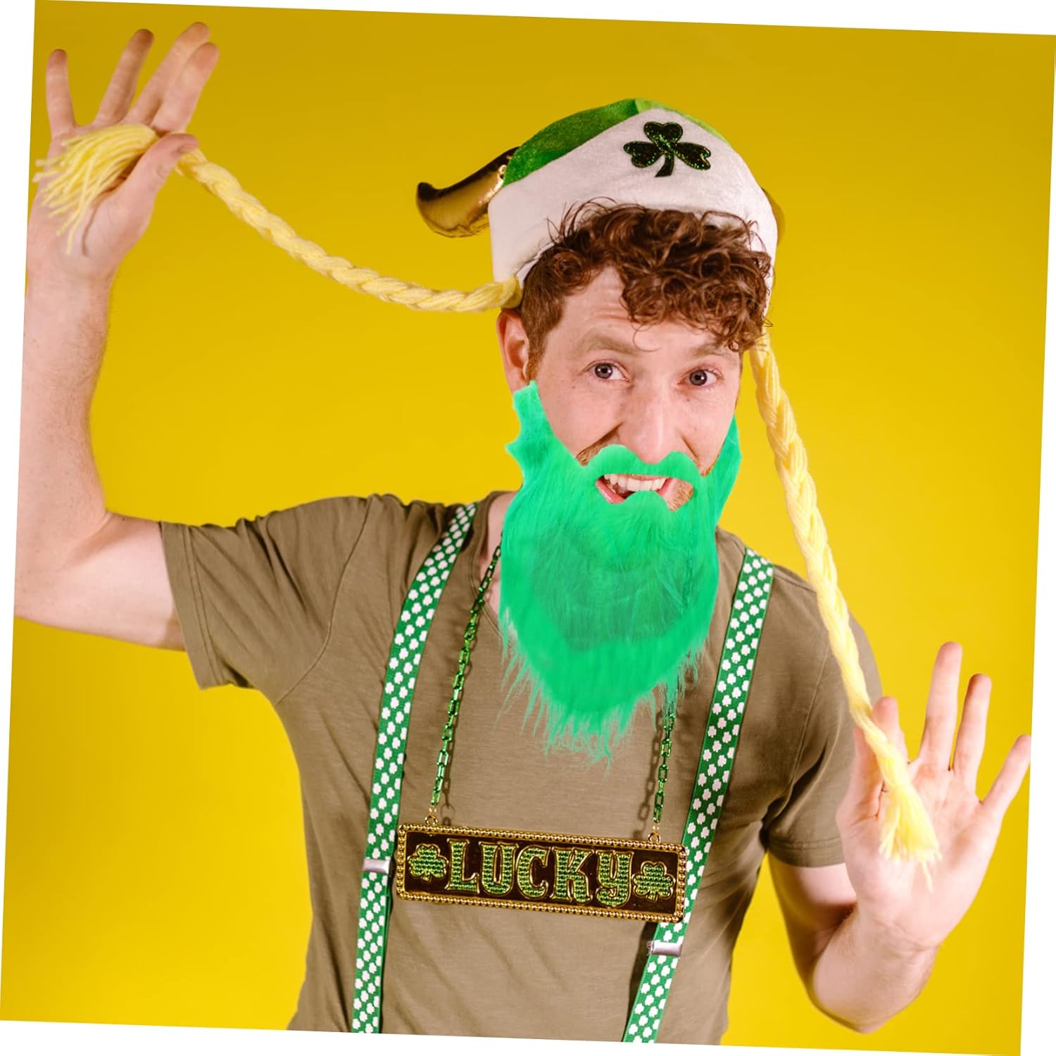 St Patricks Day fake beards 2Pcs costume set for festive celebrations