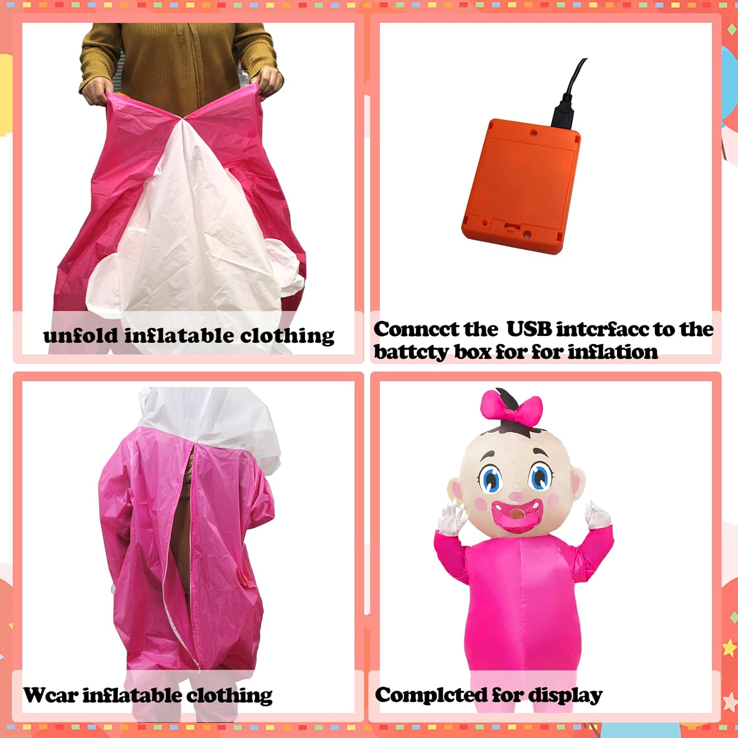 Gigantic Baby Blow-Up Costume for Adults Gender Reveal Party