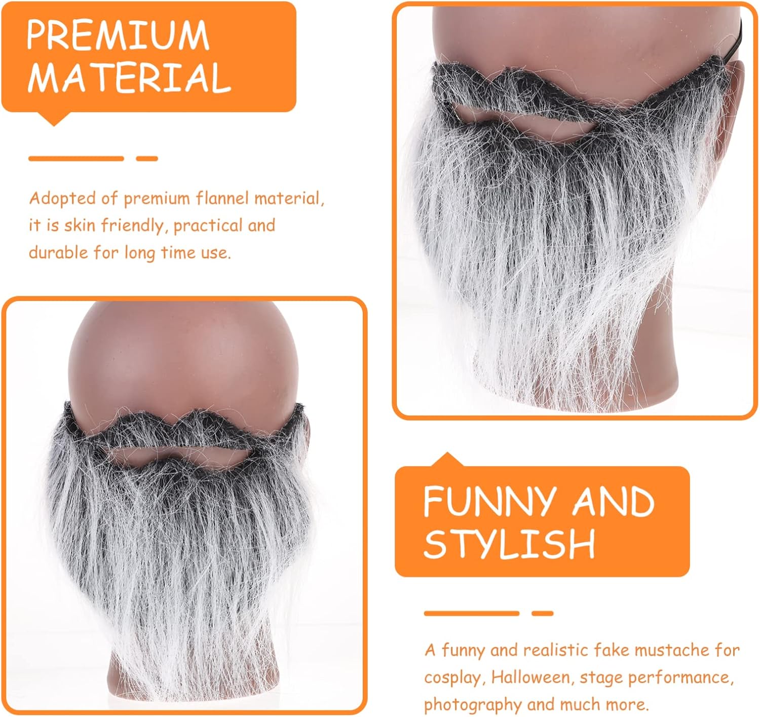3PCS Fake Beards Halloween Costume for Kids