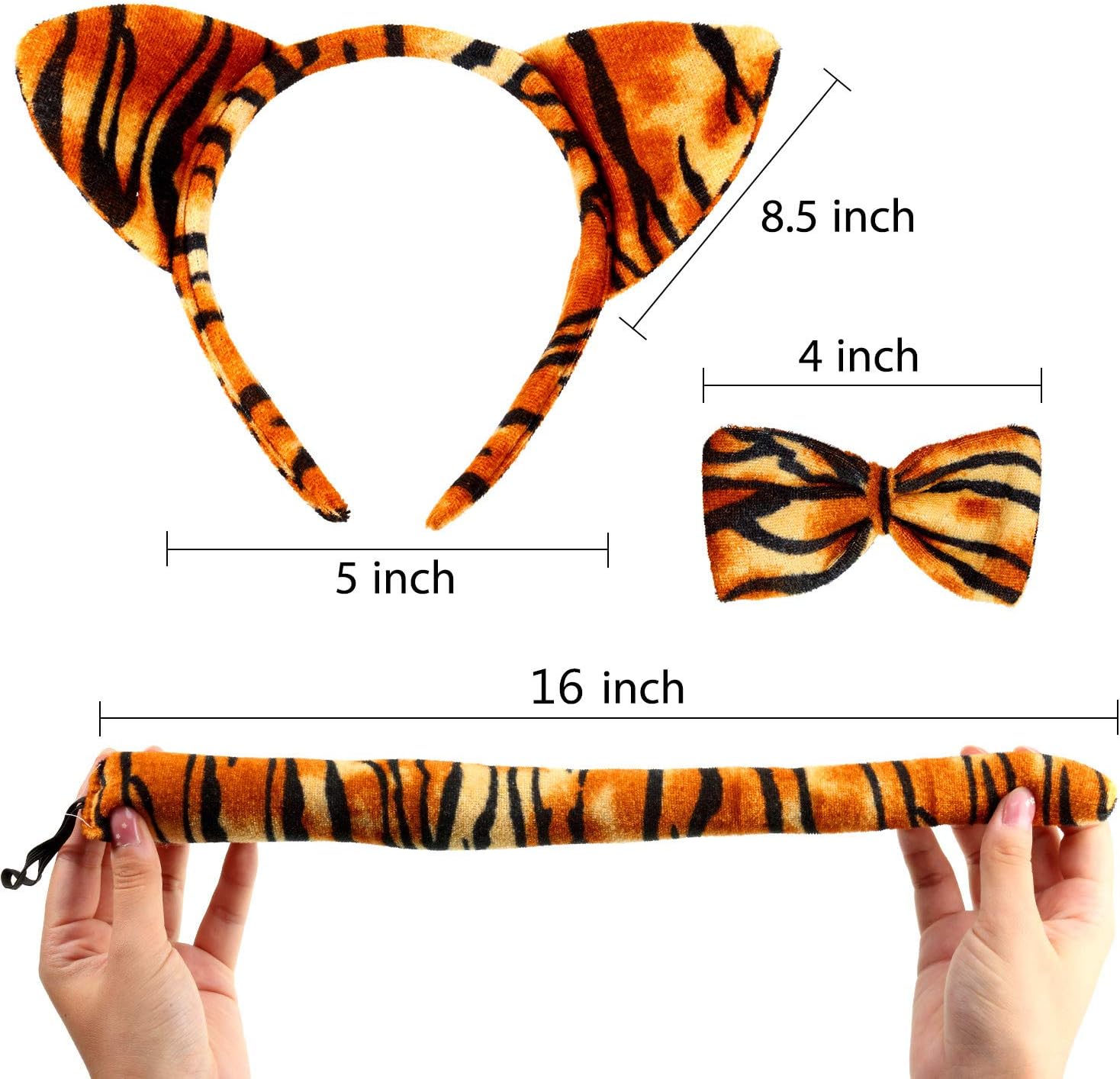 Flannelette Tiger Tiger Ears Nose Tail Bow Tie costume