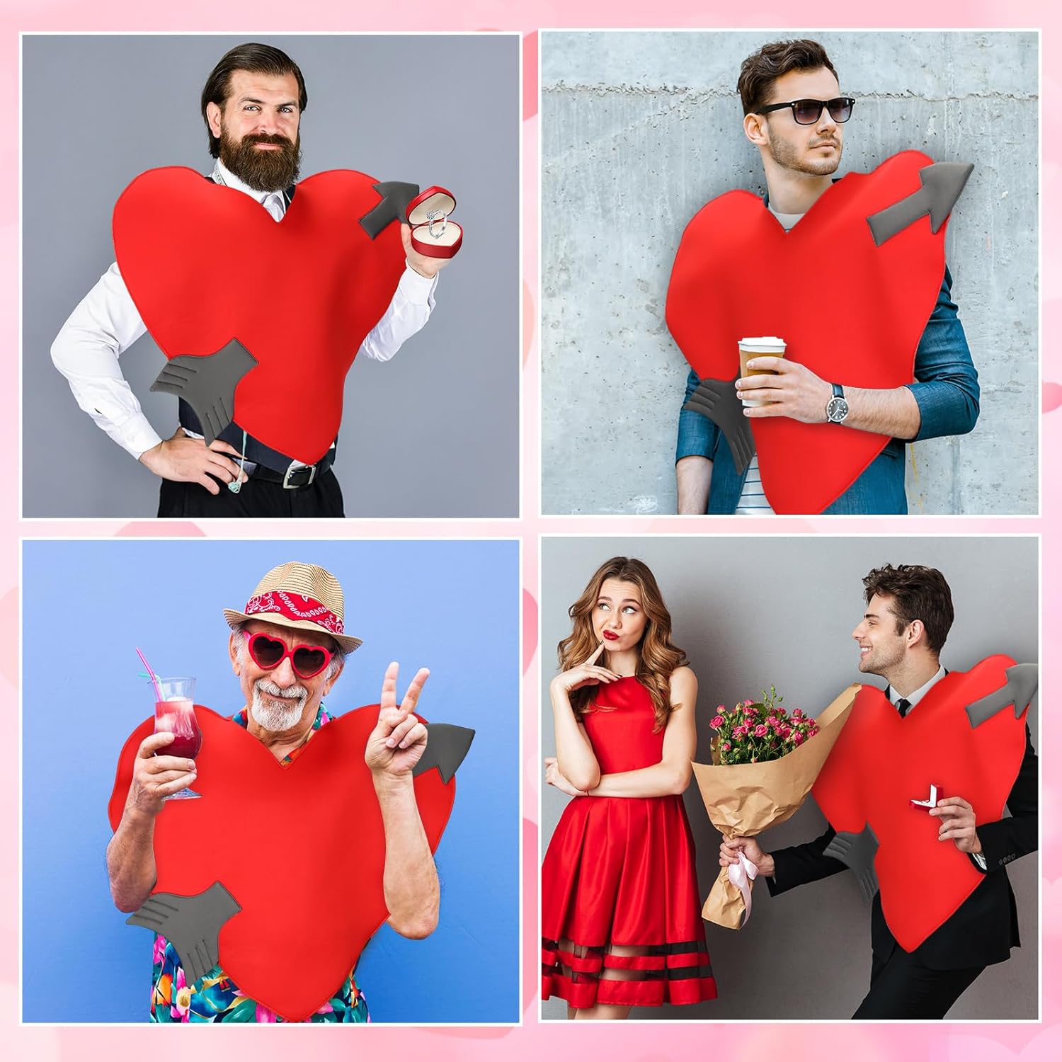 Adults Valentines Celebration Heart Costume for Halloween Love Party Mothers Day