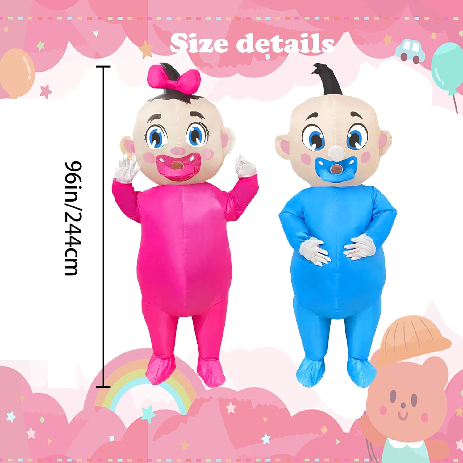 Gigantic Baby Blow-Up Costume for Adults Gender Reveal Party