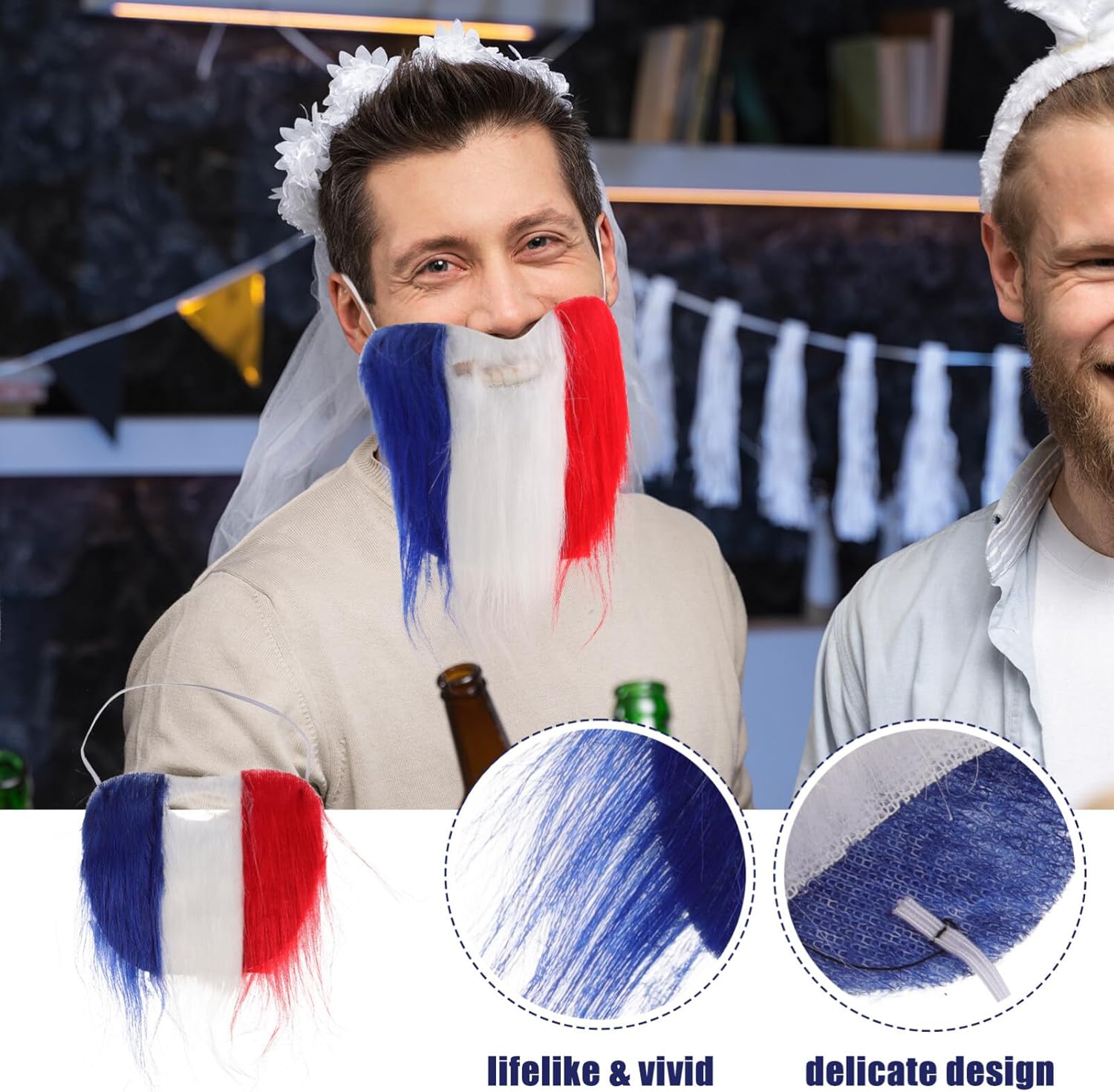 OATIPHO Fake Bead Mustache for Cosplay Halloween Patriotic