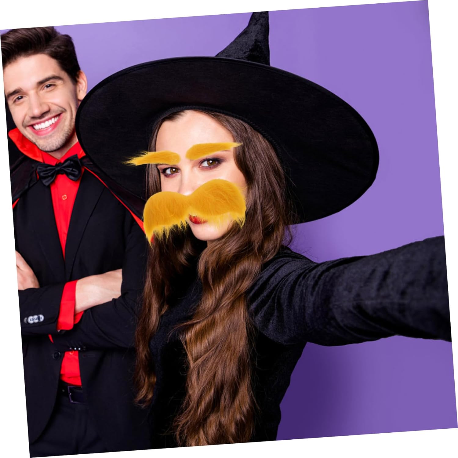 set of yellow fake eyebrows beards for cosplay mask costume