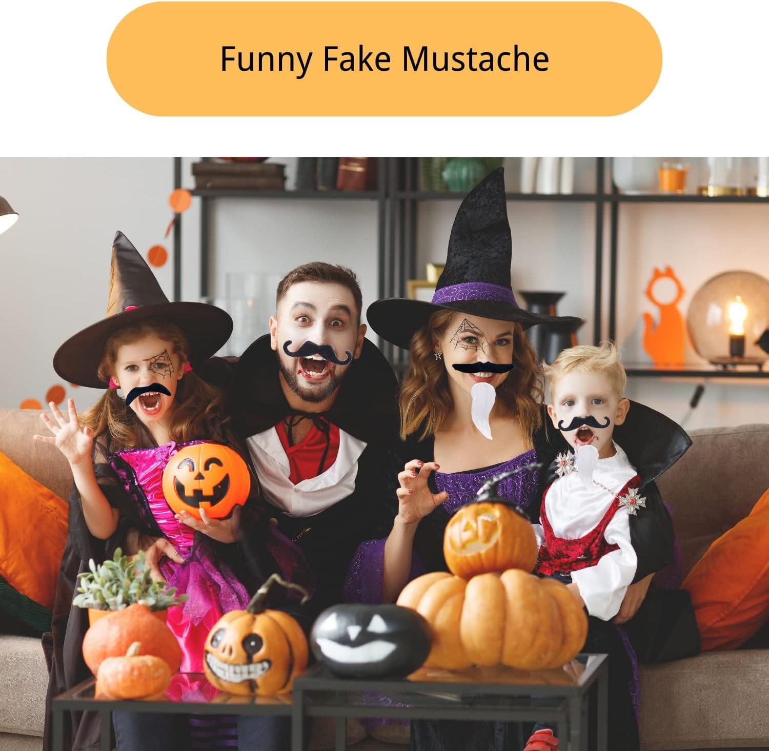 GLITTY Halloween costume beards 4-pack for adults