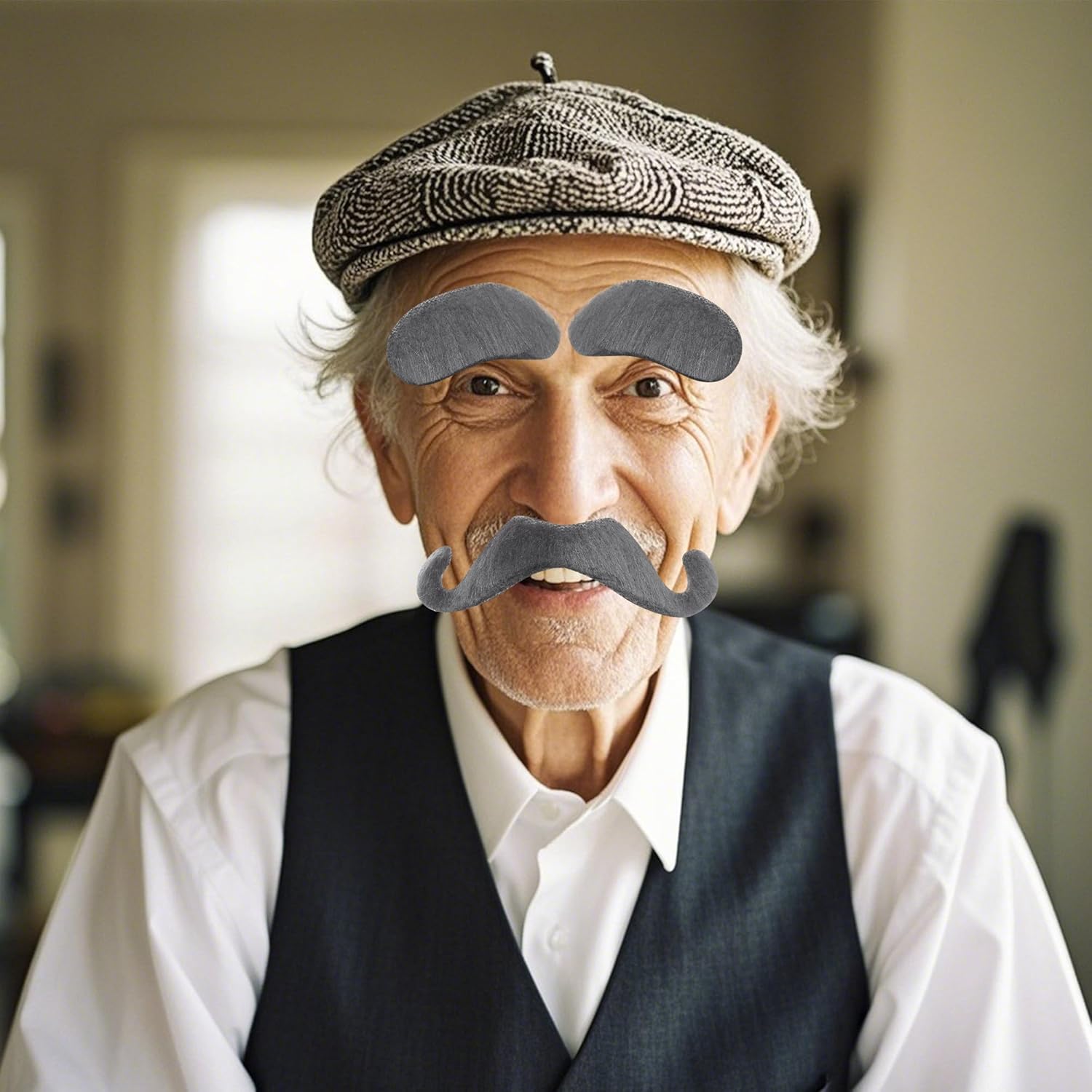 Gray Grandpa Mustache Set Halloween Grandpa Costume Accessories