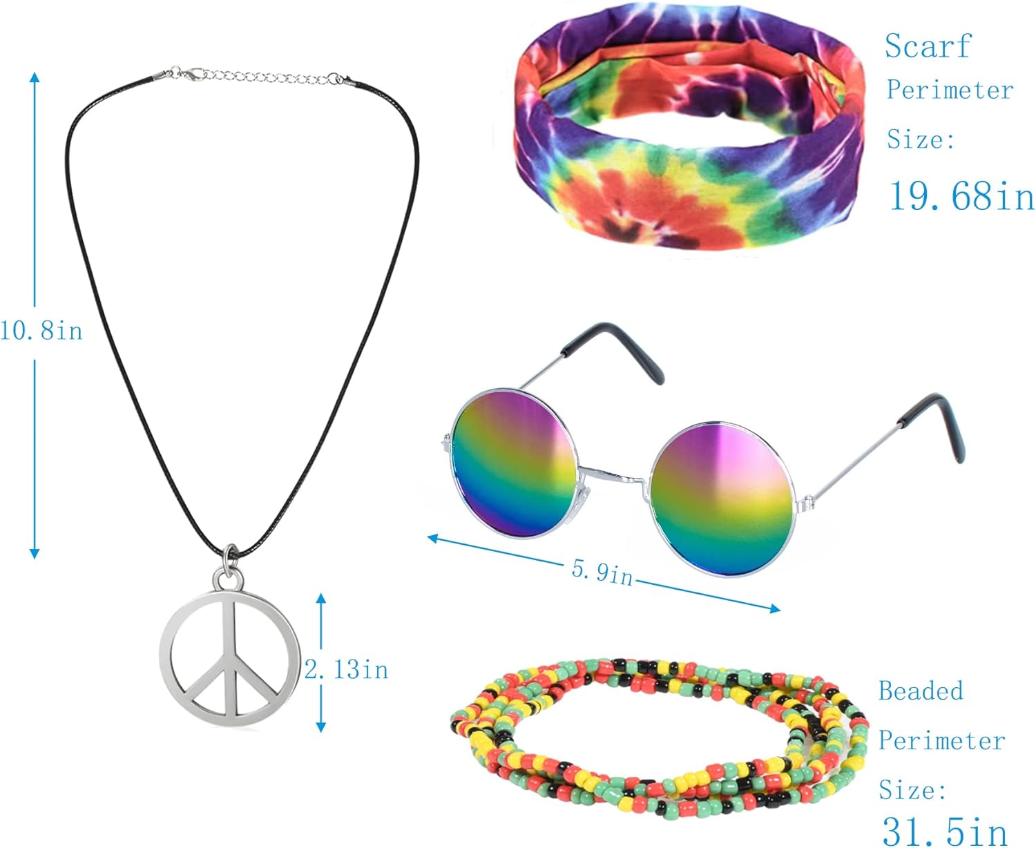 60s 70s Hippie Party Costume Set for Men