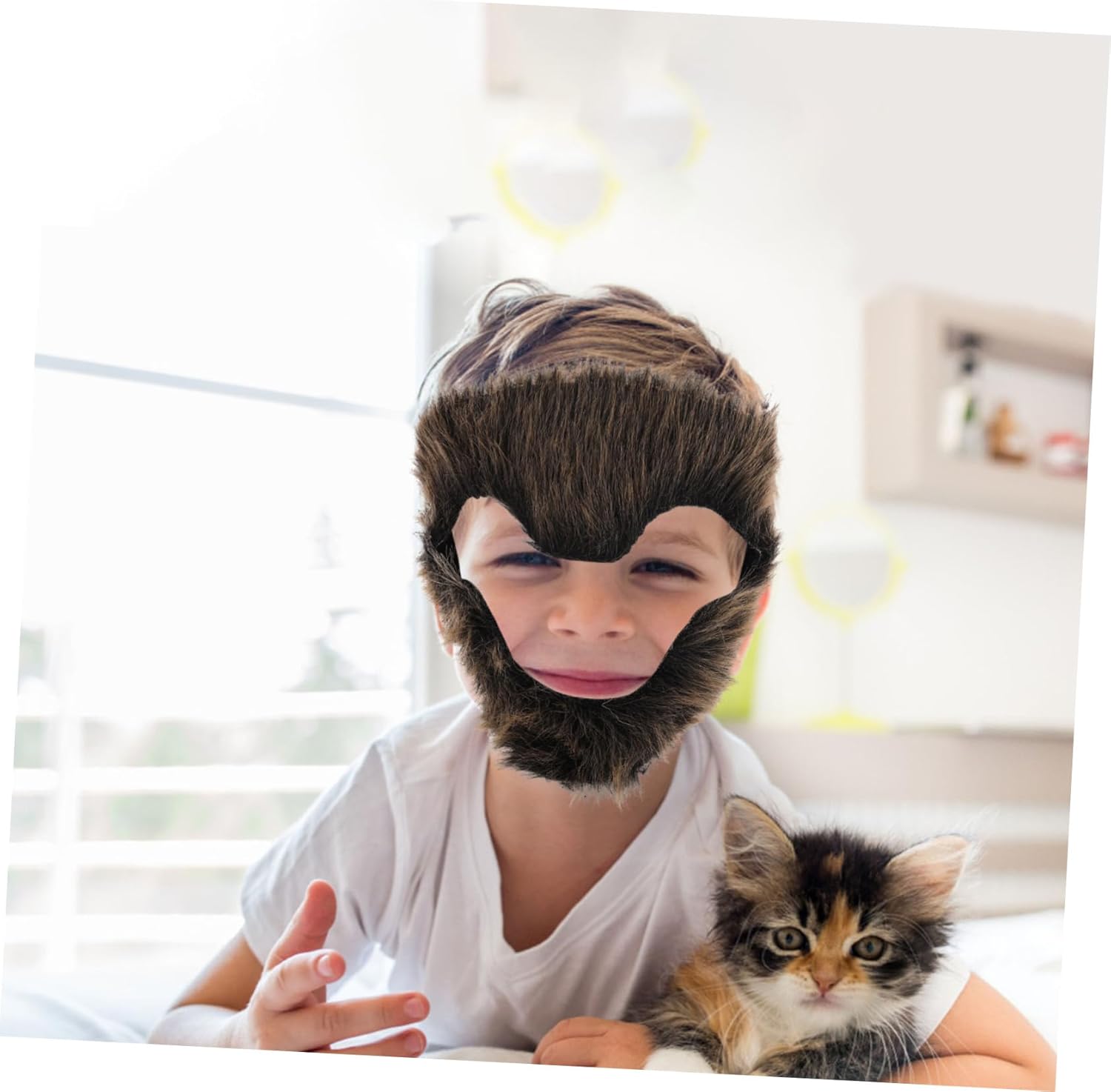 Yardenfun Realistic Monkey Beard Costume for Men - Dark Brown