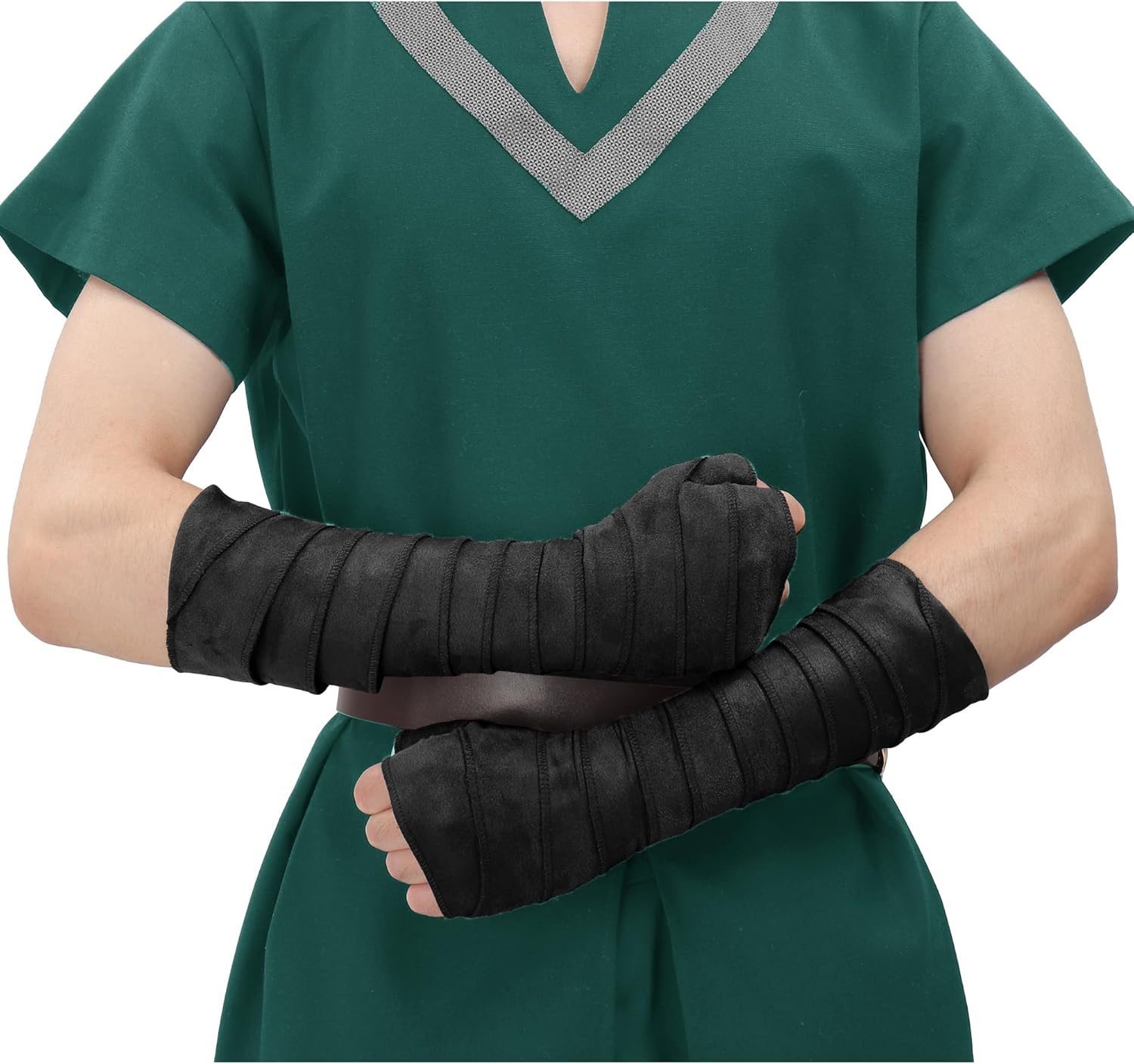 Secure Medieval Hand Wraps - Renaissance Faux Suede Bracers for LARP Halloween Cosplay