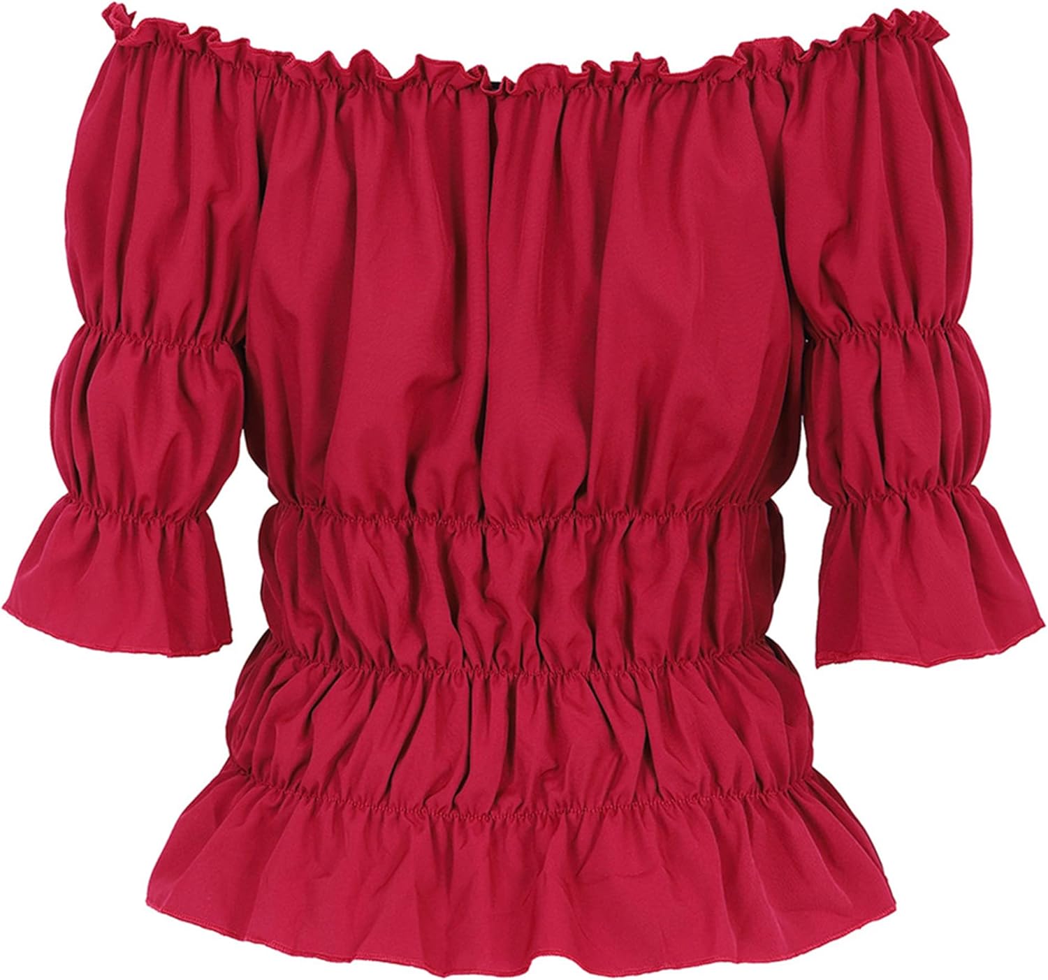 Steampunk Pirate Shirt Women Lightweight _off-the-shoulder_ruffle_smocked_crop top
