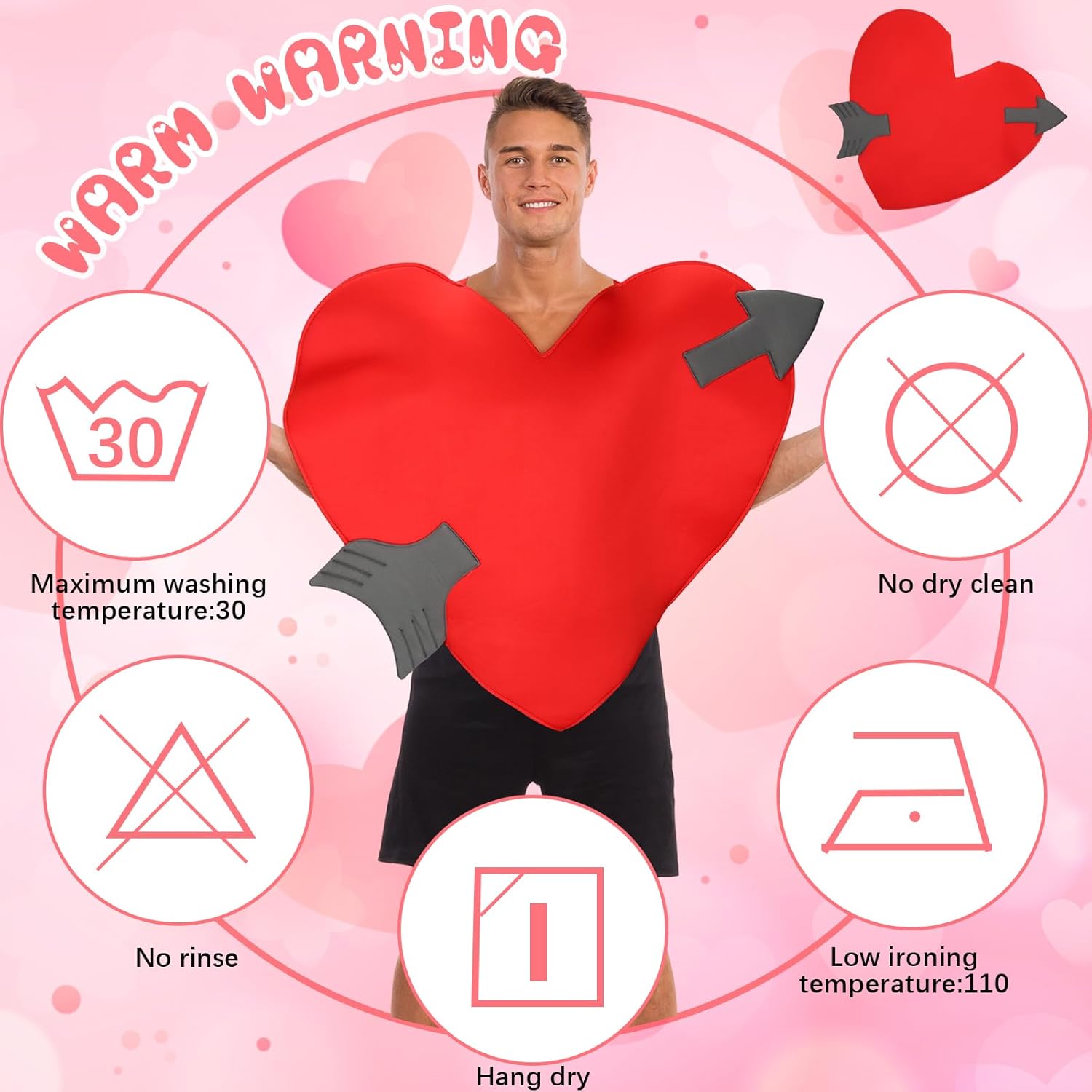 Adults Valentines Celebration Heart Costume for Halloween Love Party Mothers Day
