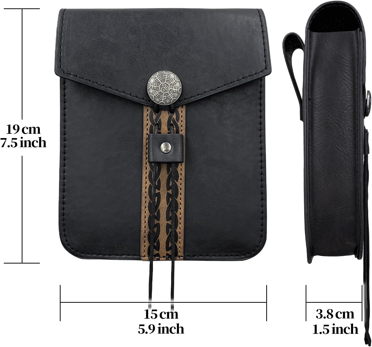 HiiFeuer 5-Piece Medieval Belt Set - Holster Dagger Horn Fast Faithful