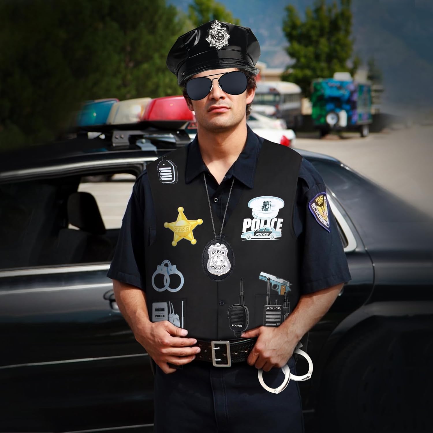 Kyson Police Officer Costume Kit Halloween Party Accessories Set