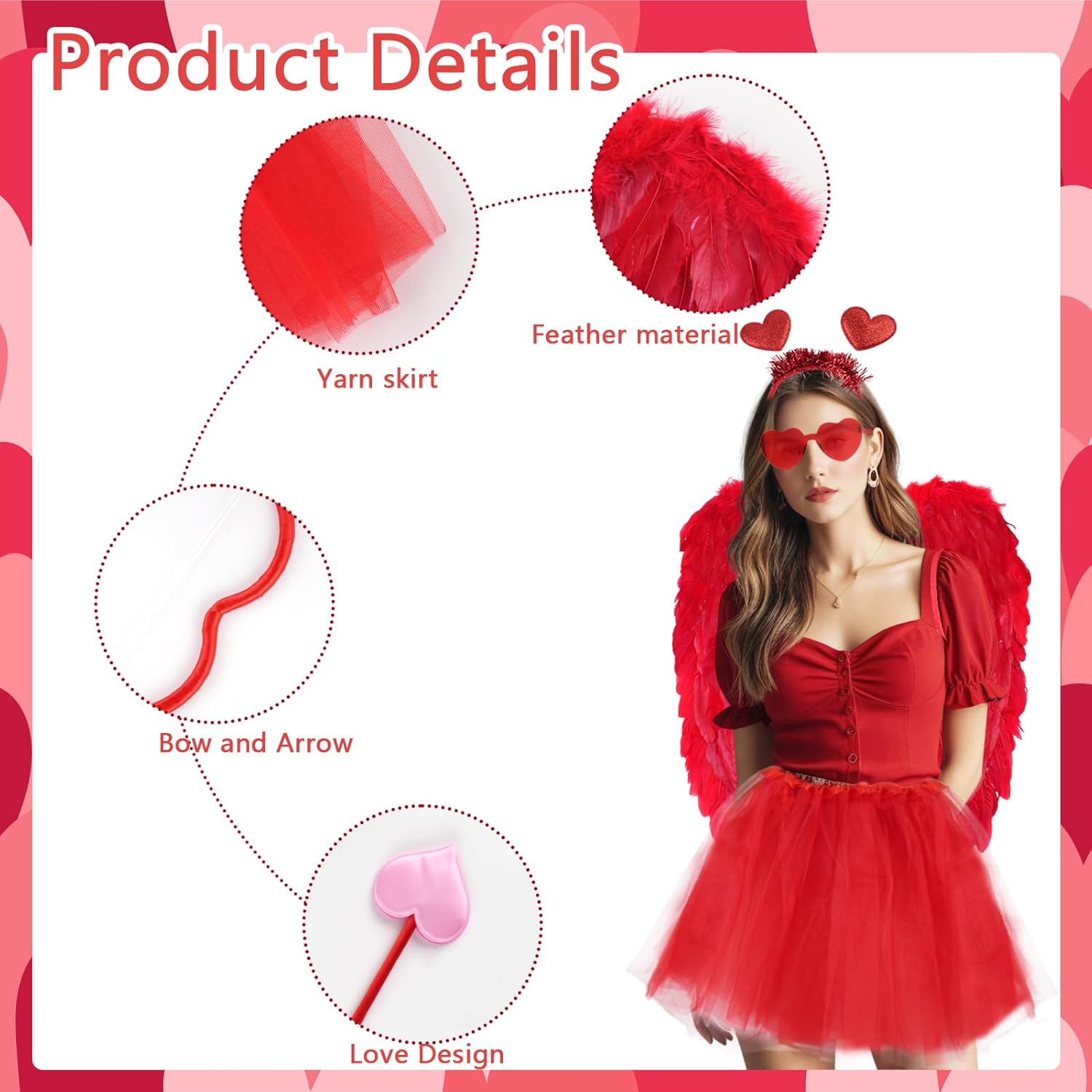 Magical 7-Piece Cupid Costume Set for Women