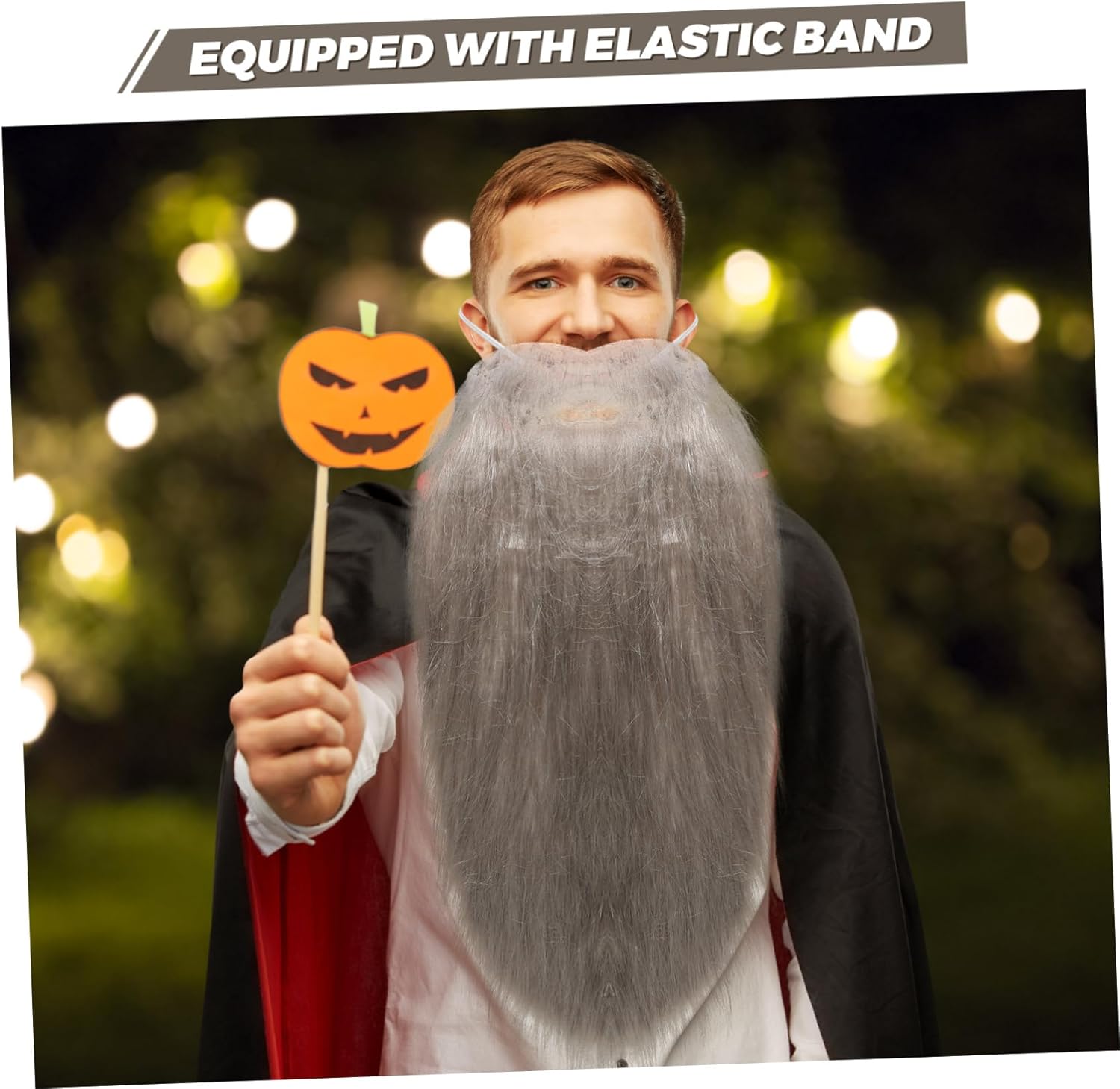 Happy Halloween costume fake beard and mustache set for adult men