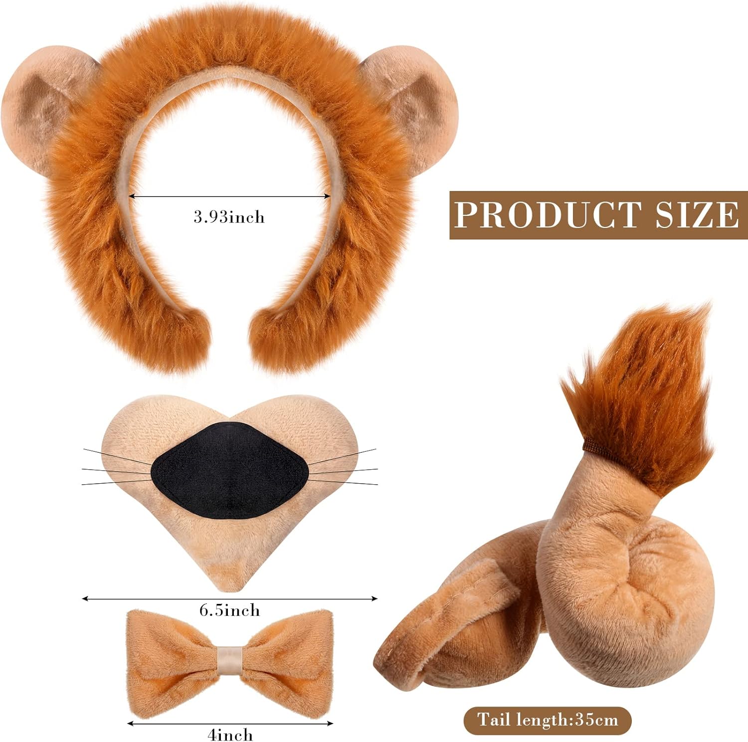 5 Piece Lion Costume Set for Kids Adults Halloween Party Accessories