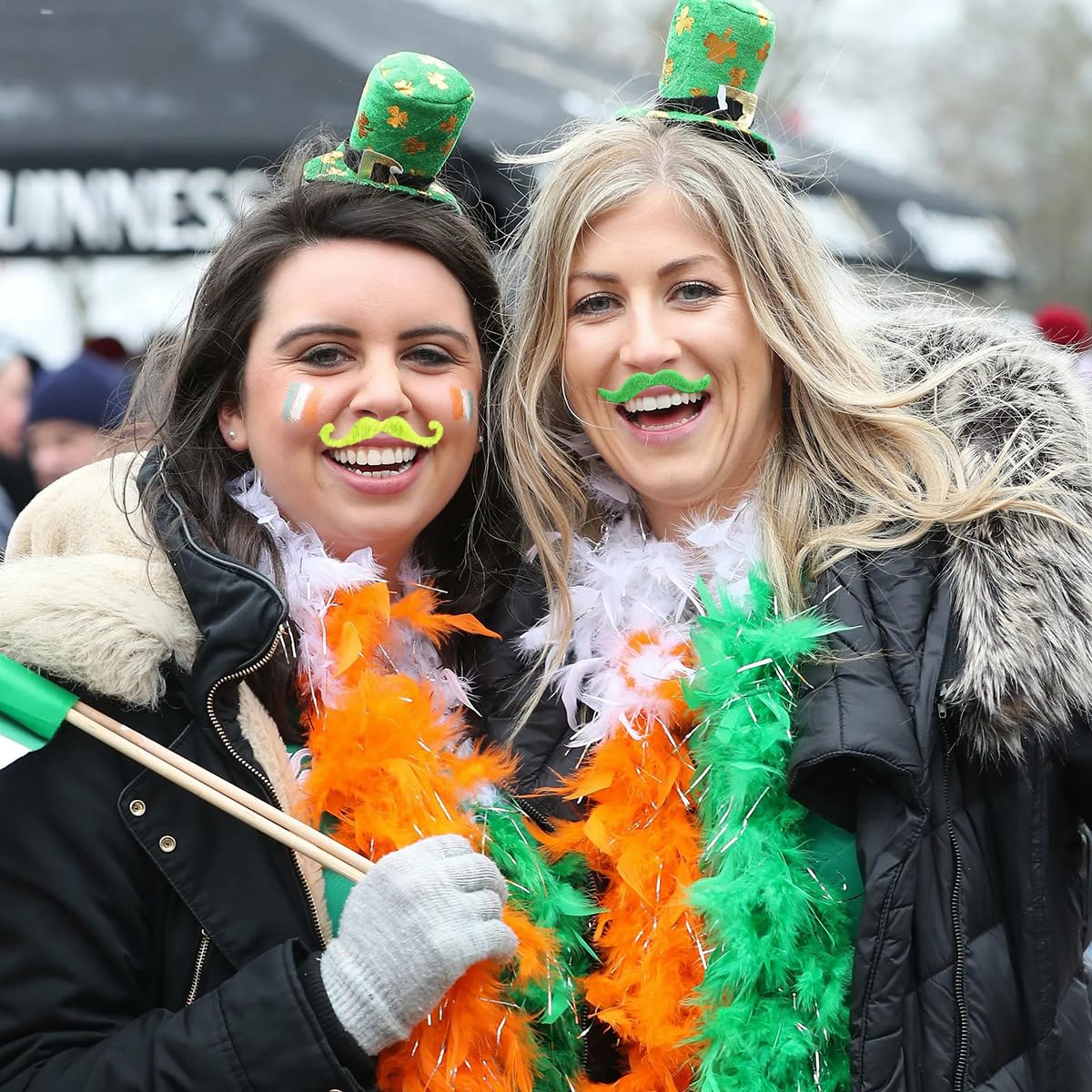 Base MMAHER St Patricks Day Fake Green Mustache Set