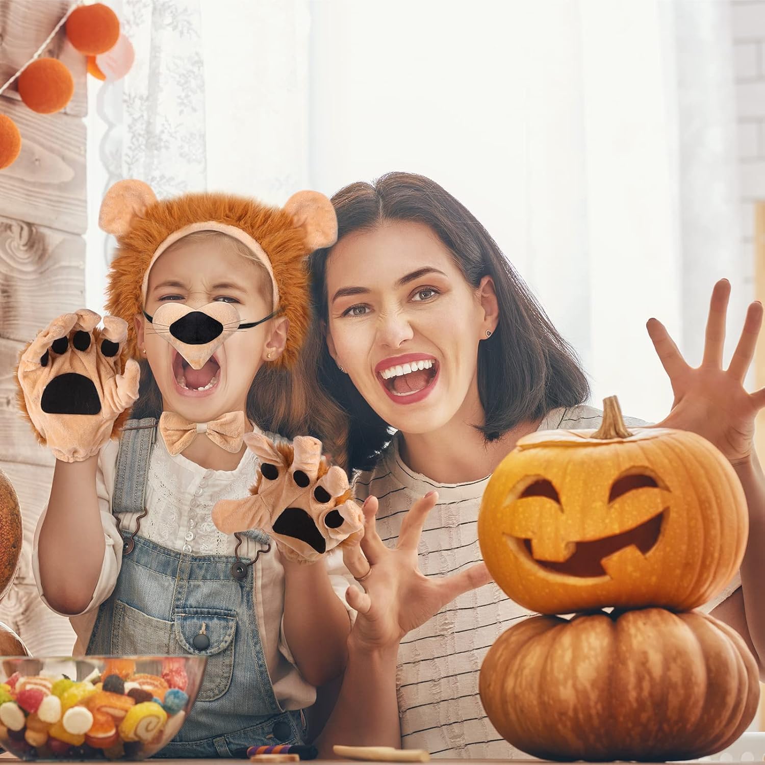 5 Piece Lion Costume Set for Kids Adults Halloween Party Accessories