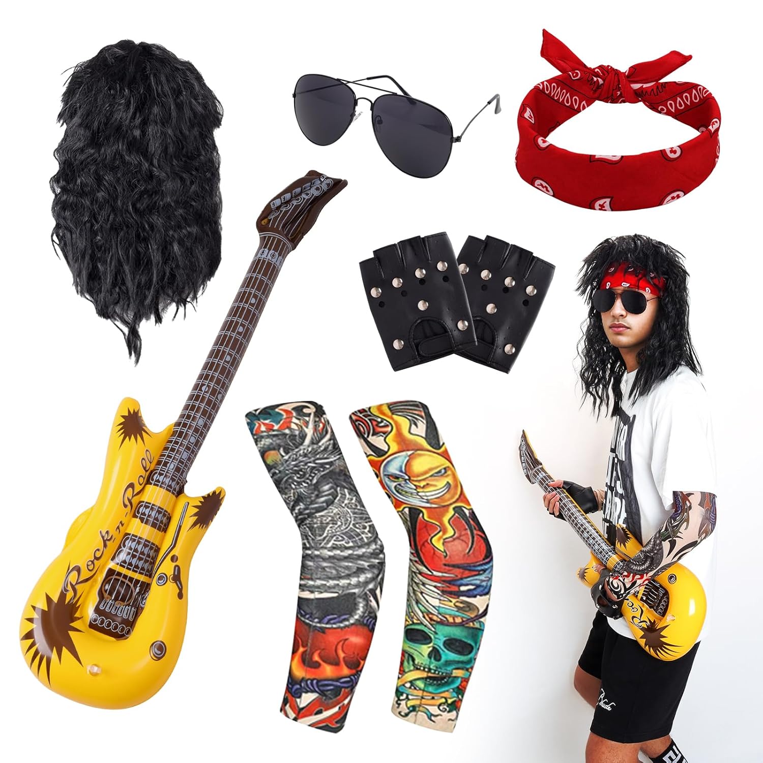 Punk Rocker Dudes 80s Wardrobe Set for Men