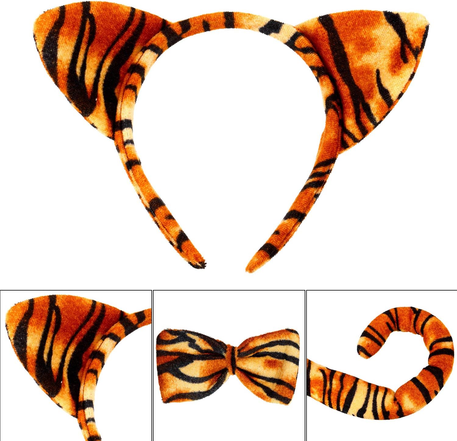 Flannelette Tiger Tiger Ears Nose Tail Bow Tie costume