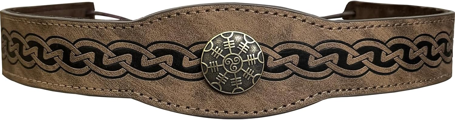 Adjustable Retroironcoronation Marginalembossment Faux Leather Headband