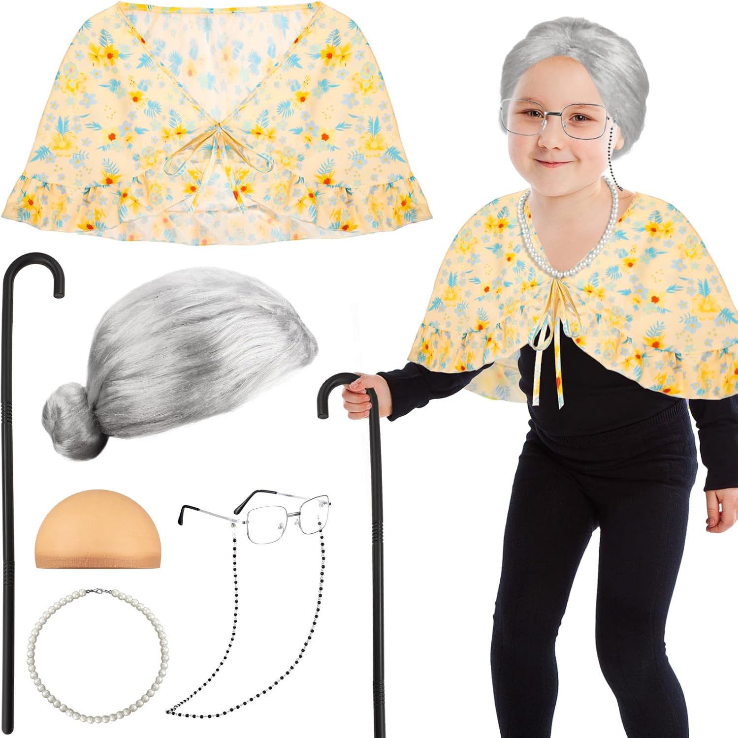 Berlune 7-Piece 100th Day Grandma Costume