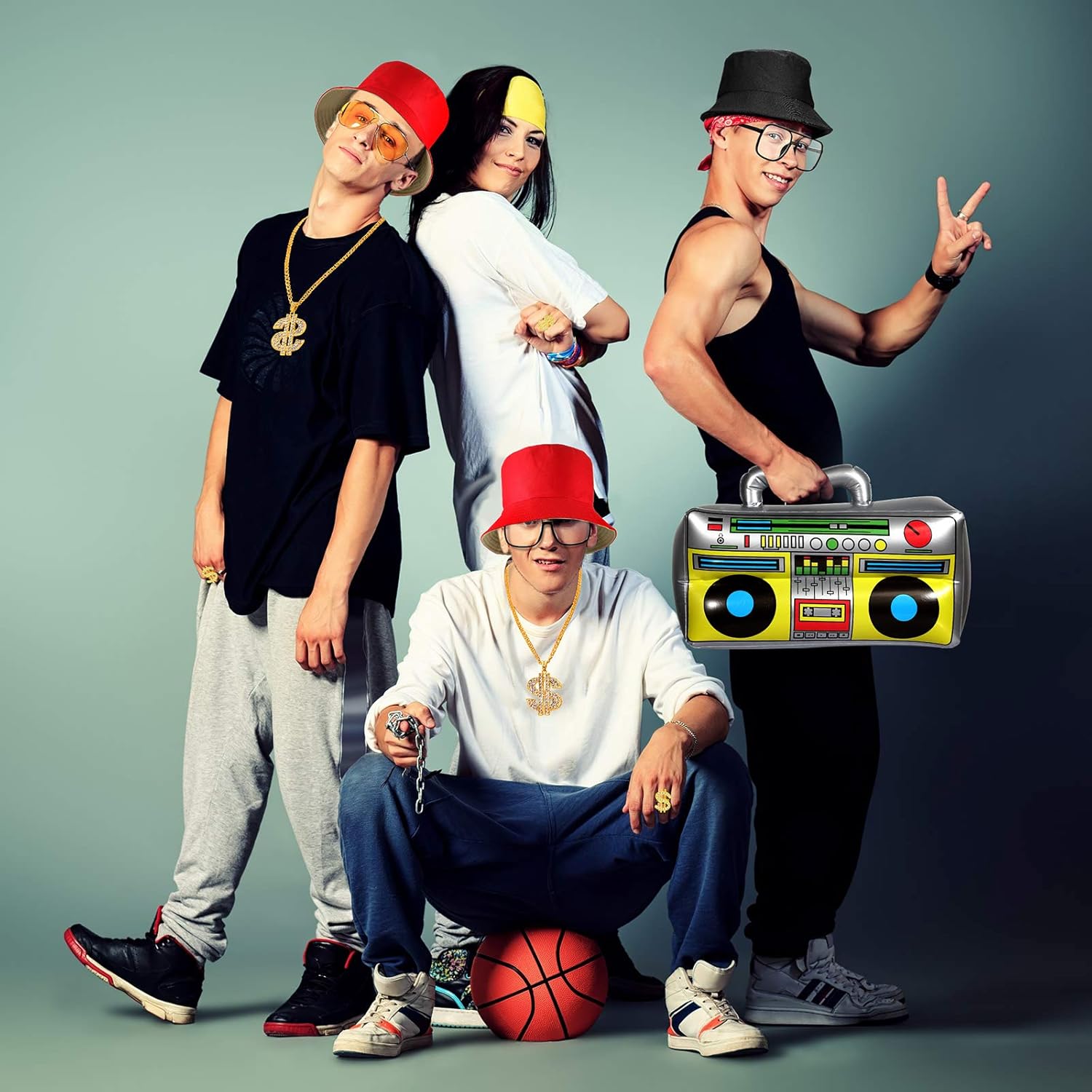 Sumind 80s90s Hip Hop Costume Kit Authentic Inflatables for Rapper Look