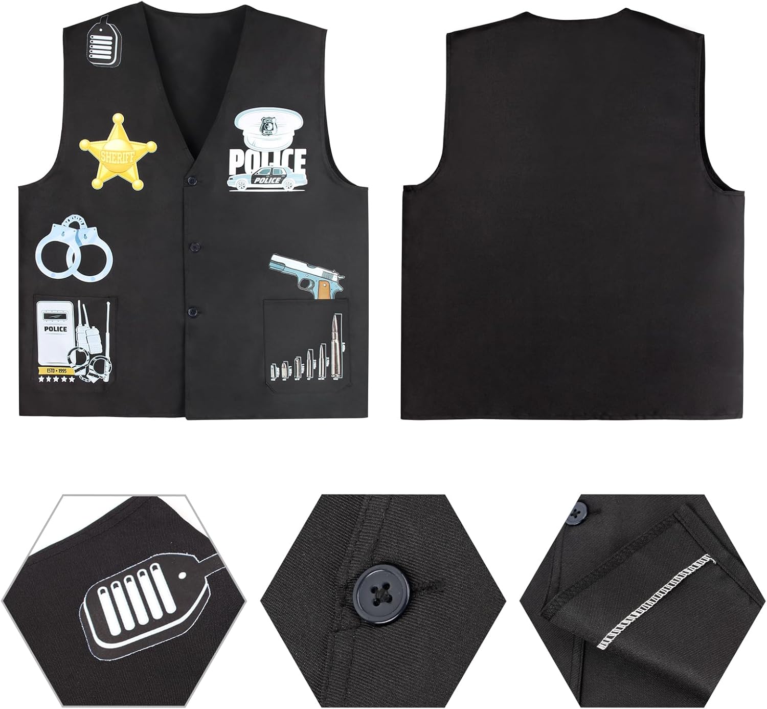 Kyson Police Officer Costume Kit Halloween Party Accessories Set