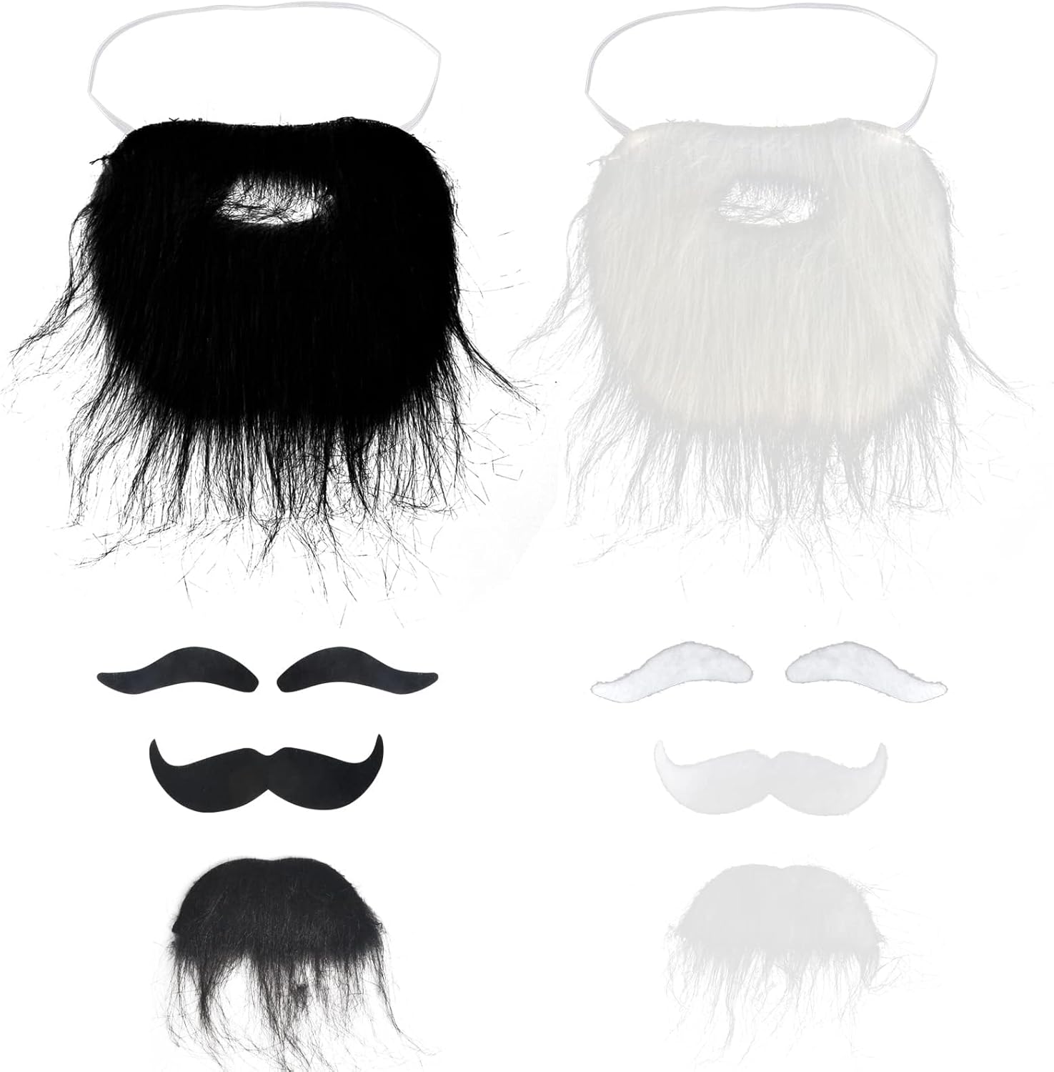 GLITTY Halloween costume beards 4-pack for adults