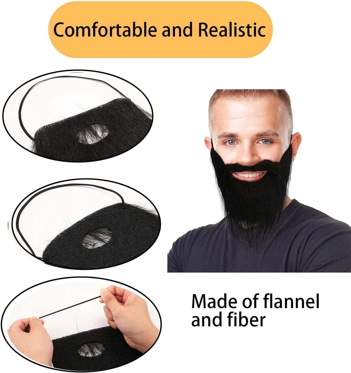 GLITTY Halloween costume beards 4-pack for adults