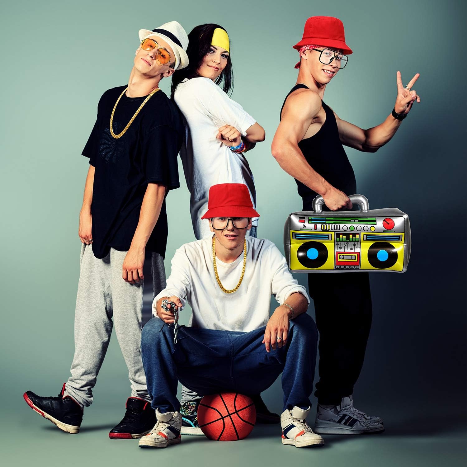 Meekoo 80s90s Hip Hop Costume Kit Accessories for Men Women
