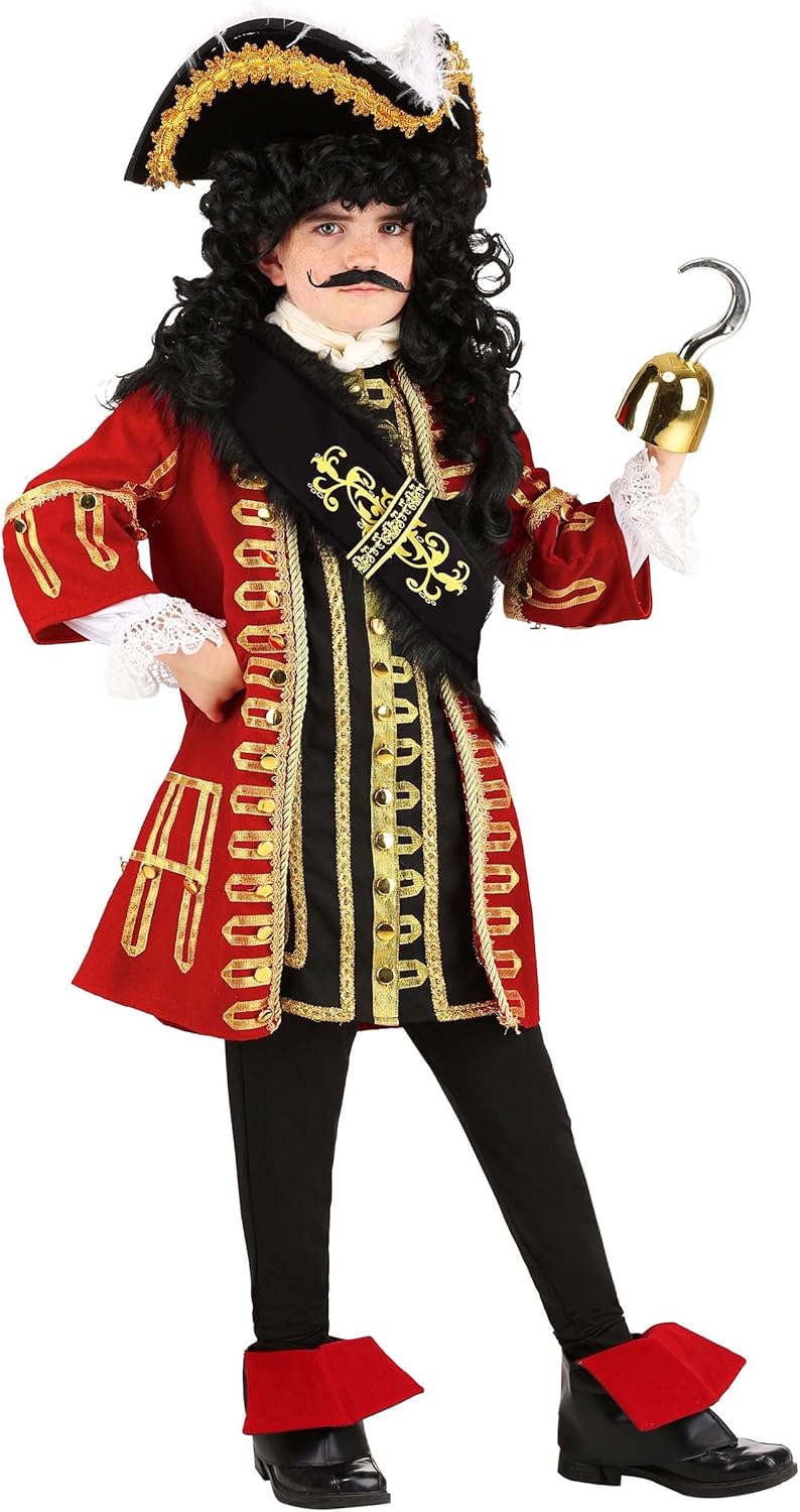 Pirate Outfit for Kids Red Captain Hook Costume Halloween Accessories