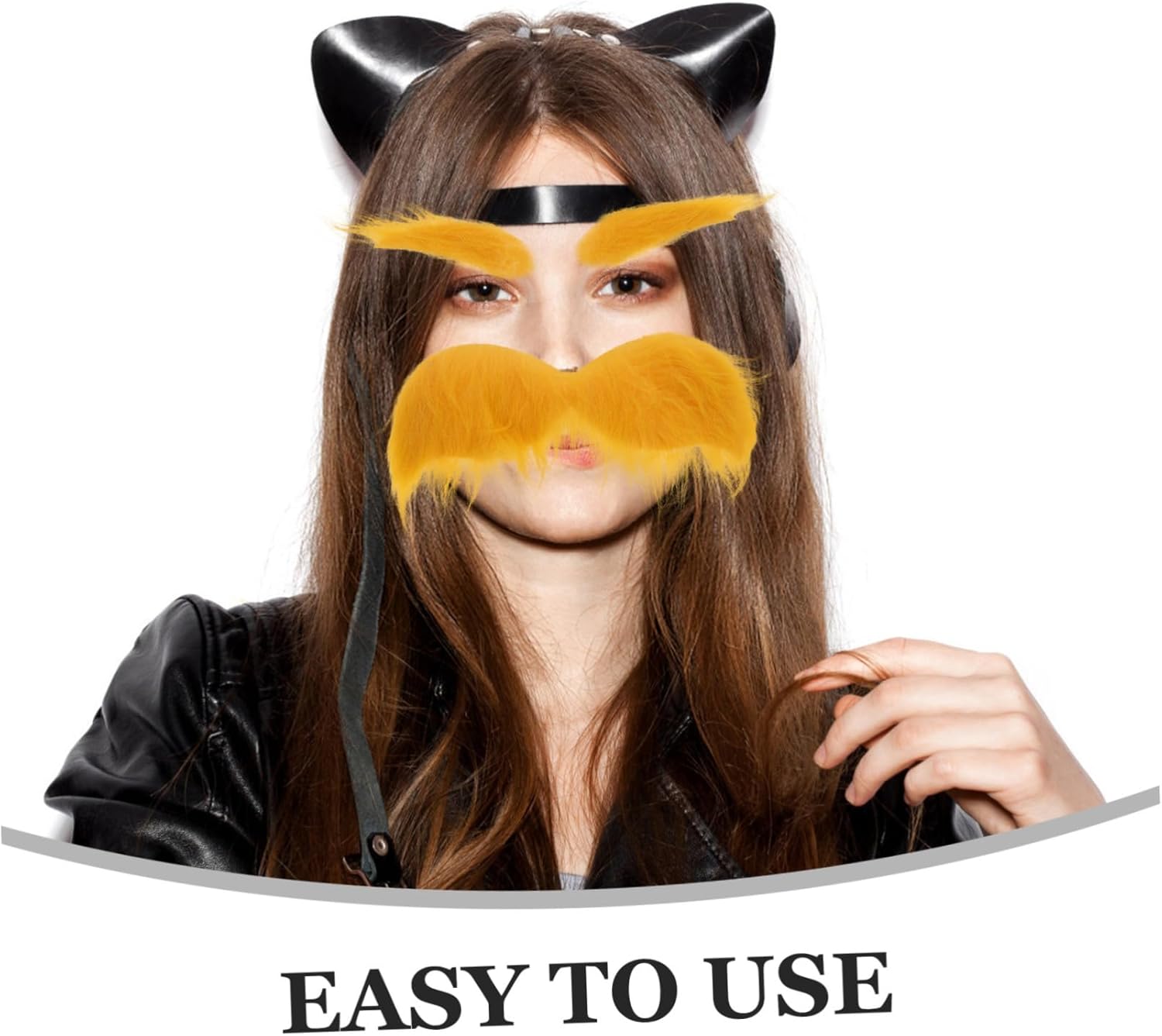 set of yellow fake eyebrows beards for cosplay mask costume