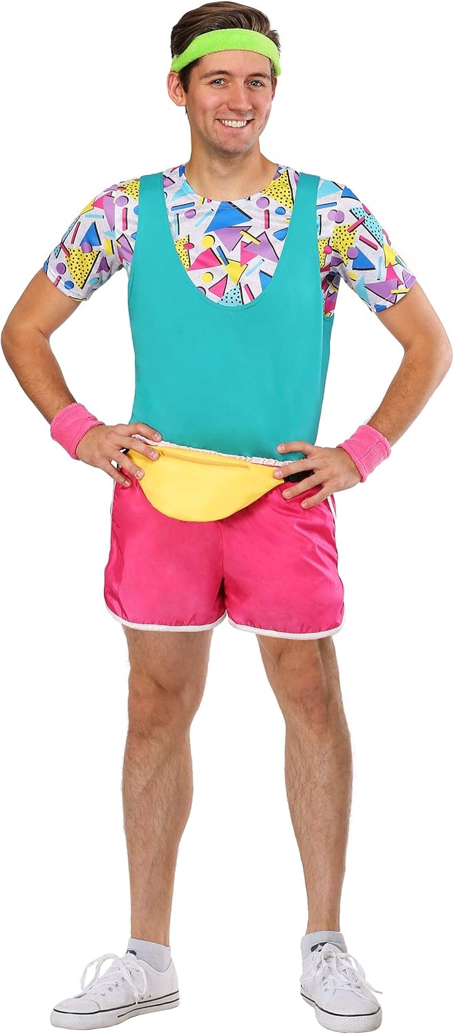 Retro 80s Workout Costume for Men Fun Costumes