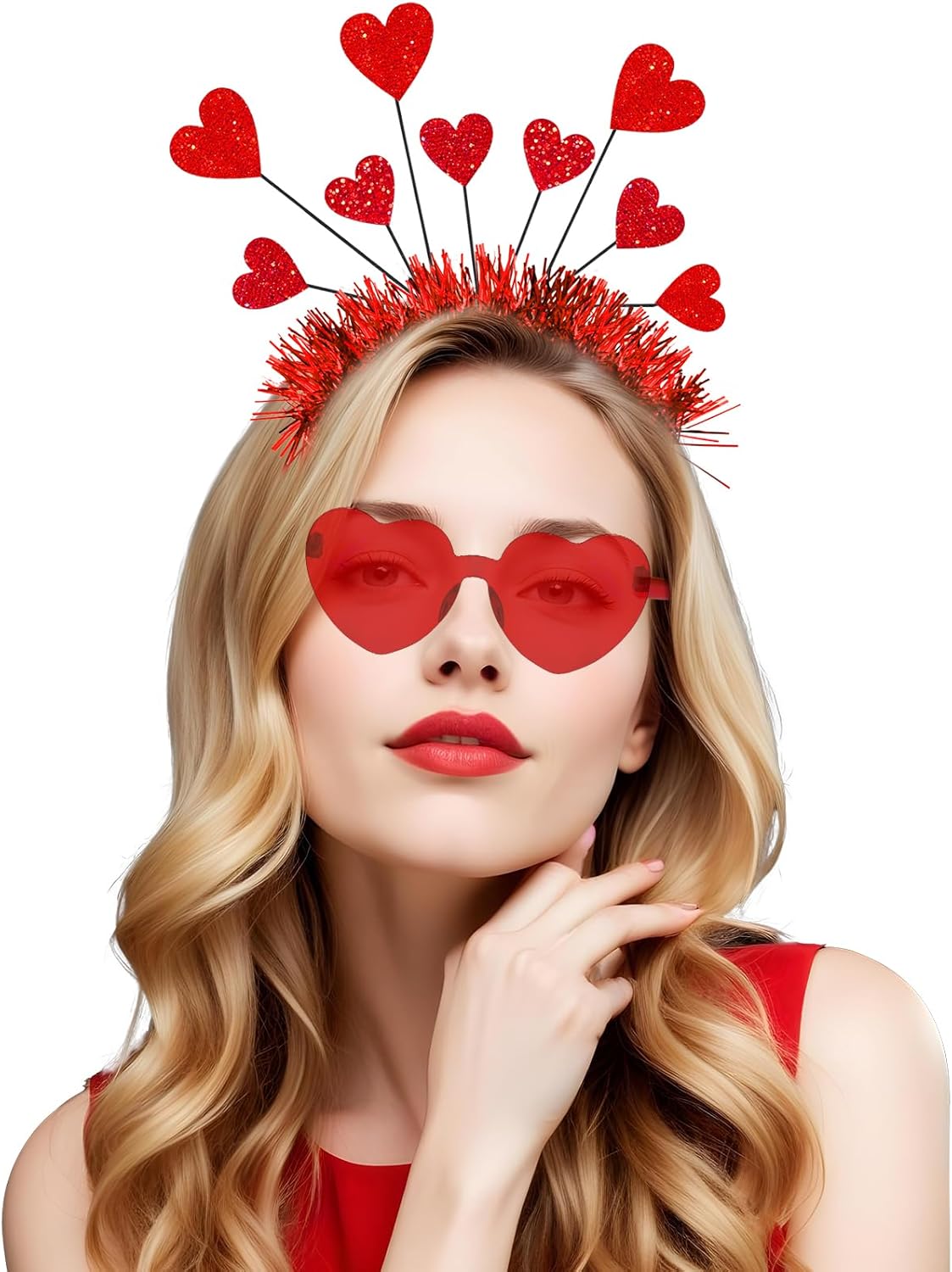 BleSky Valentines Day Tutu Set for Women Heart Headband with Sunglasses