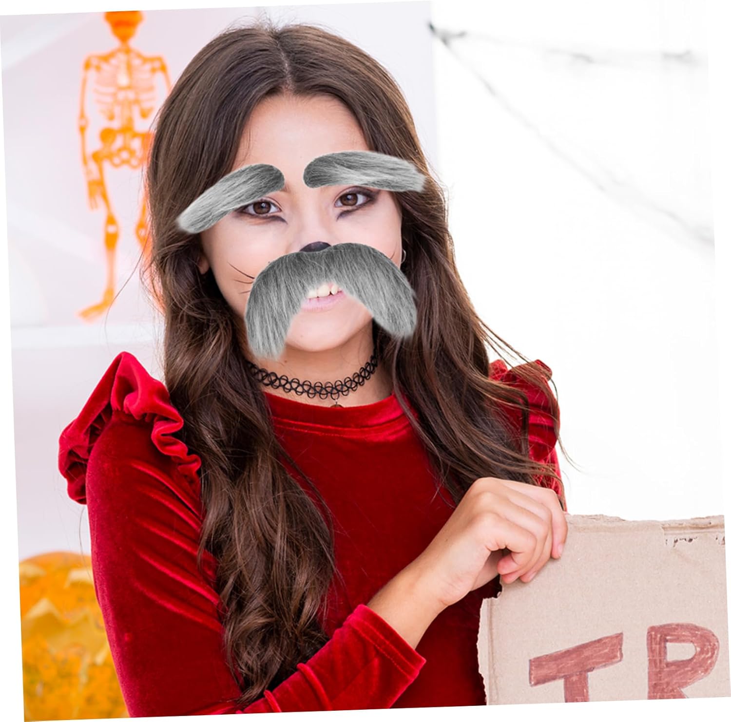 Zerodeko 3Pcs Fake Beards Eyebrows Set for Halloween