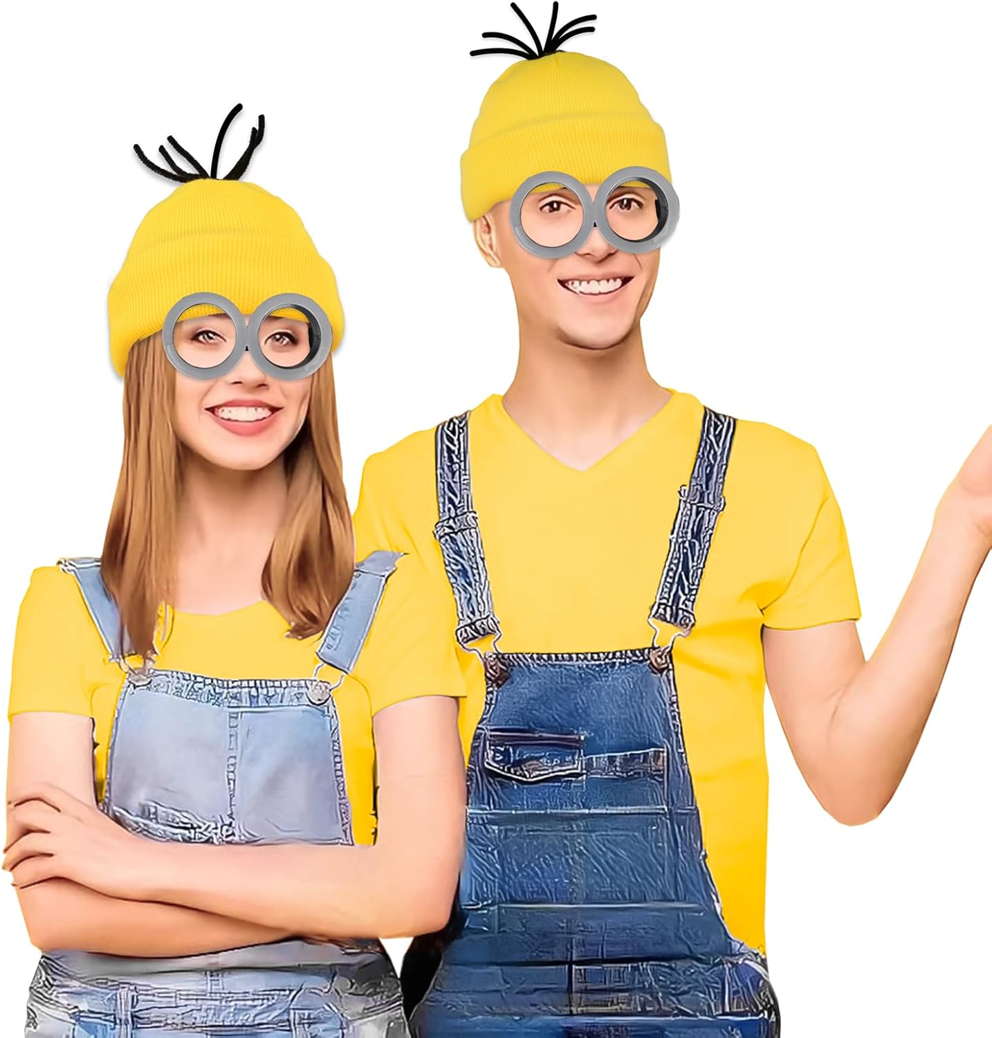 Halloween 3Pcs Yellow Costume Accessories Goggles Beanie Gloves Set