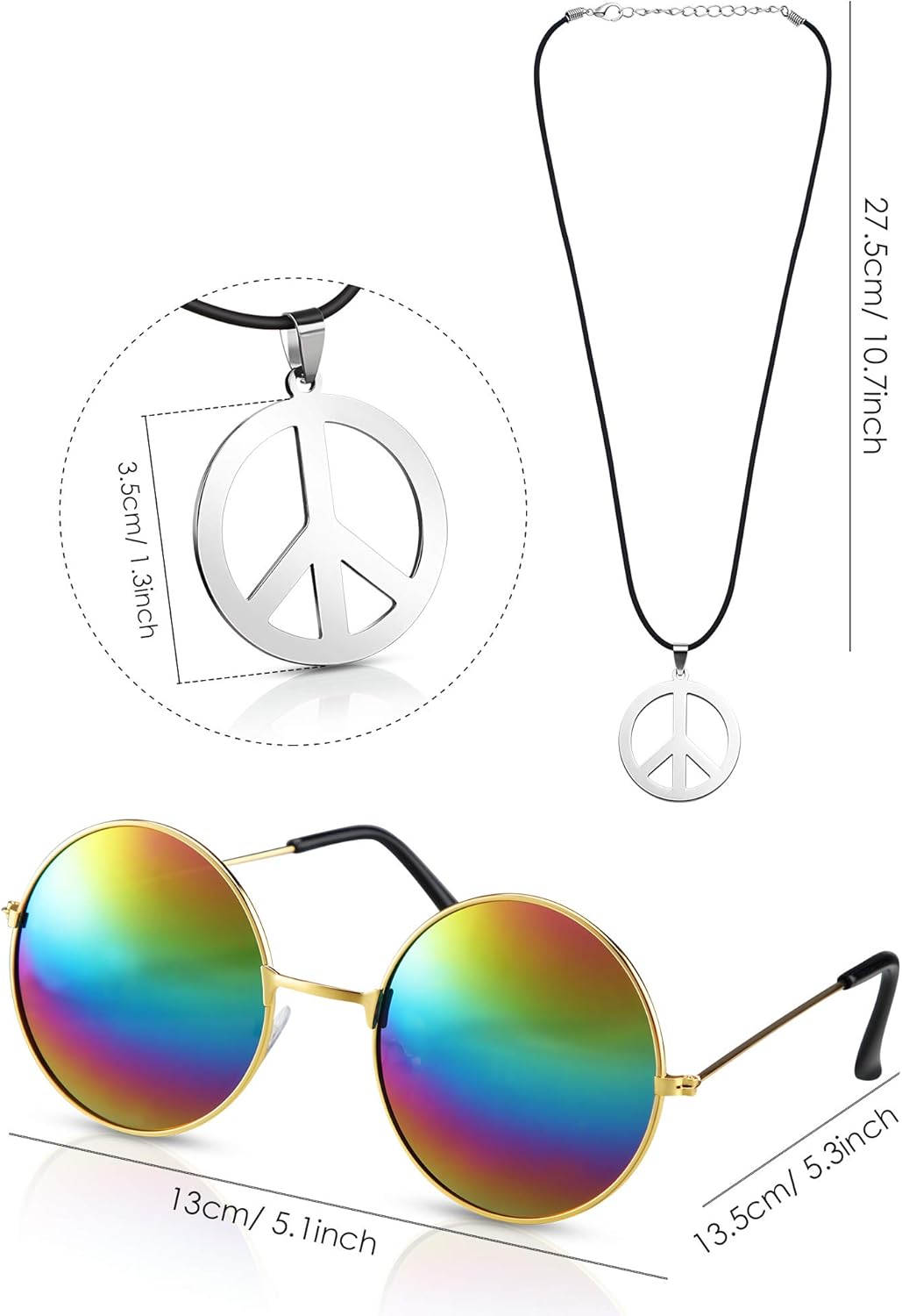 4-Piece Hippie Costume Set for Women