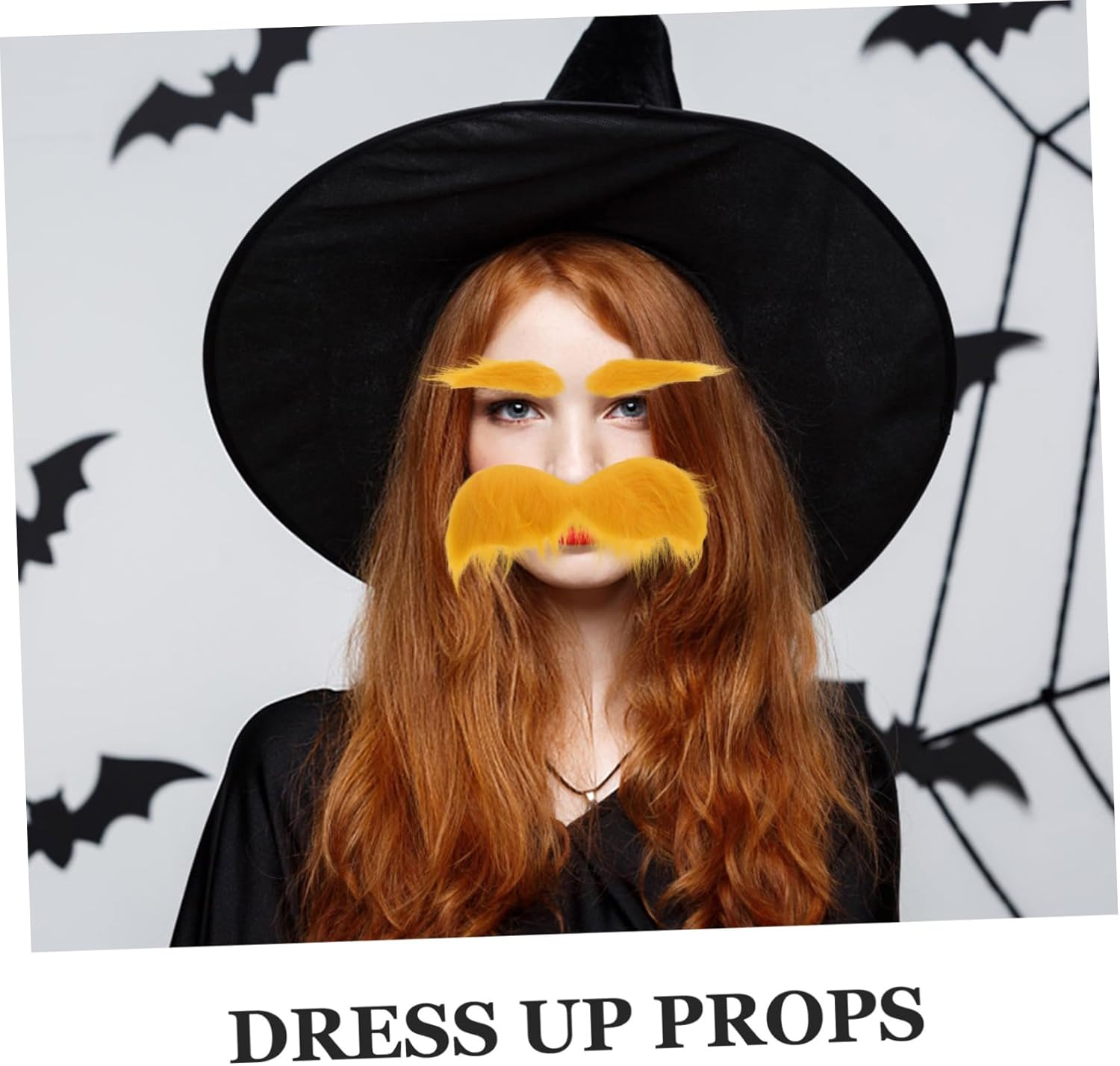 set of yellow fake eyebrows beards for cosplay mask costume