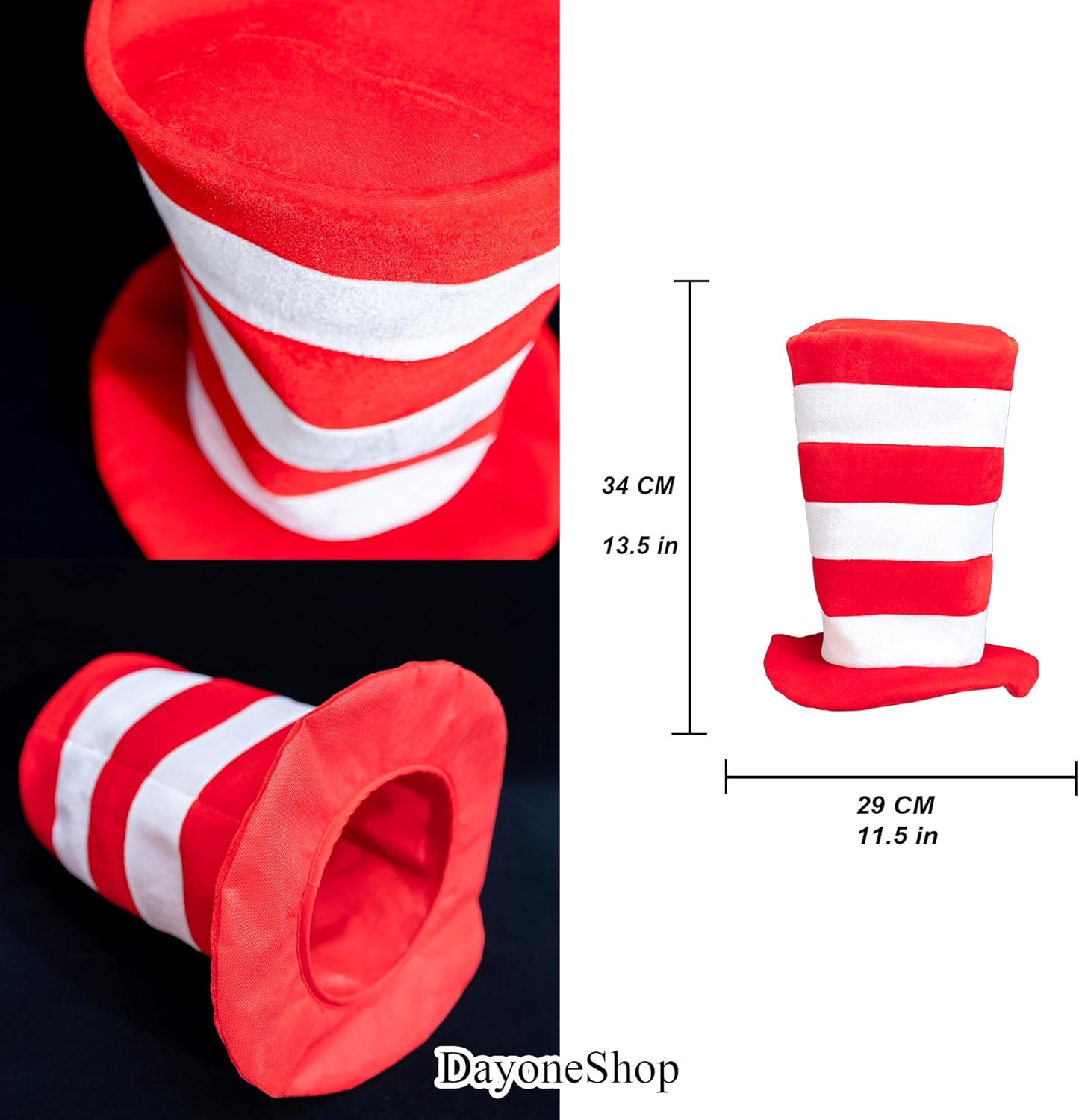 Red Striped Hat White Gloves Costume Set for Halloween